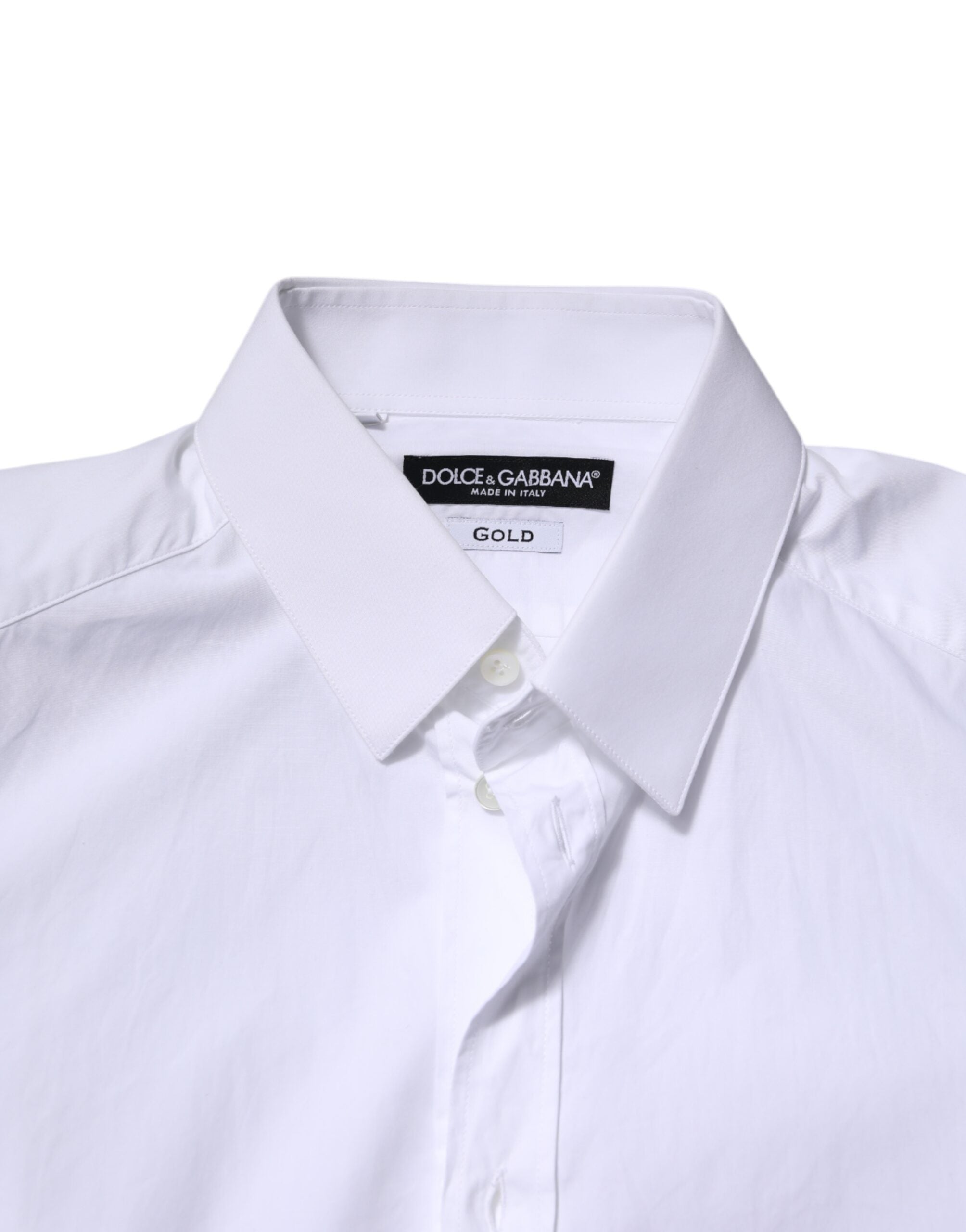 White Cotton GOLD Long Sleeves Dress Shirt