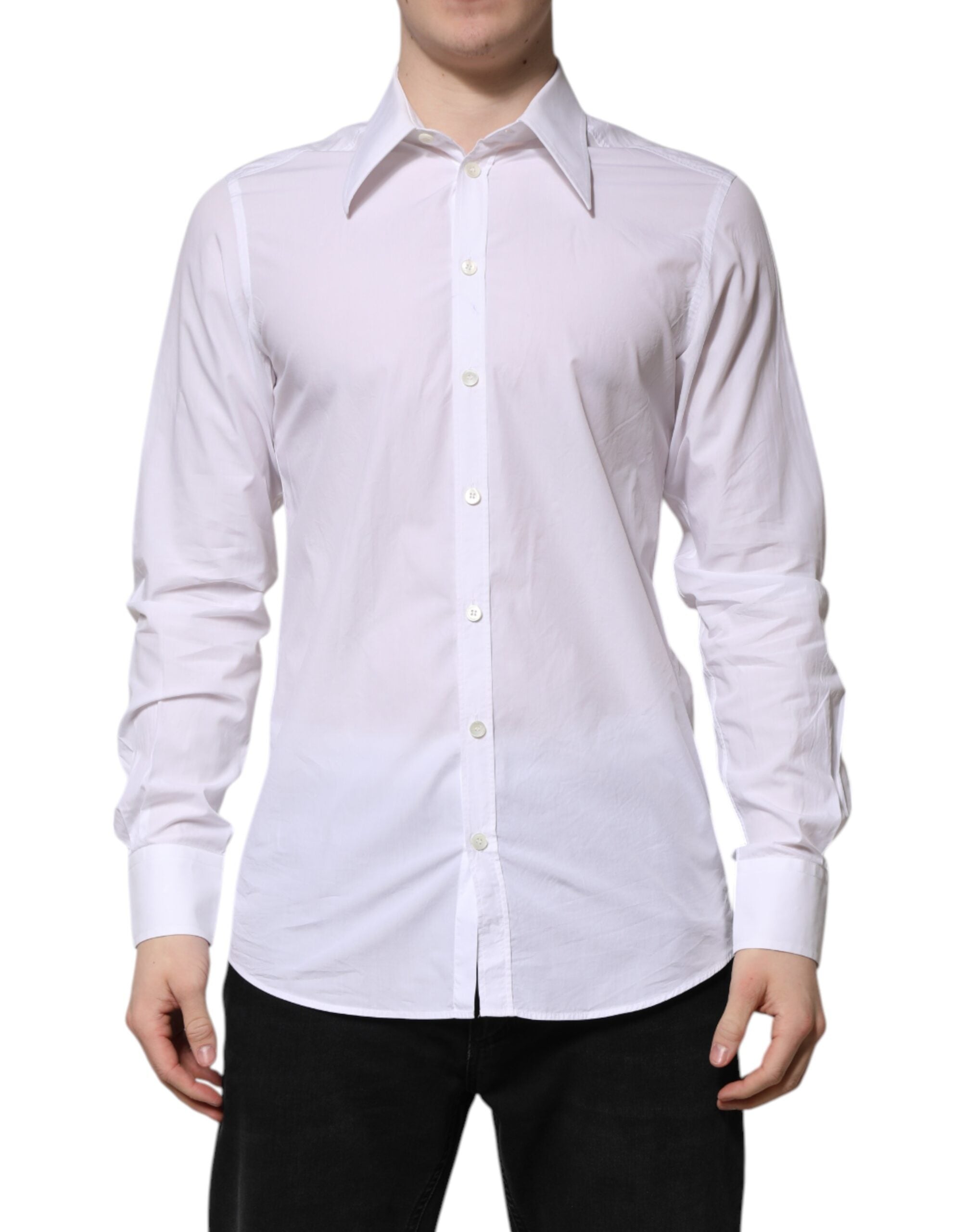 White Cotton Long Sleeves Dress Shirt
