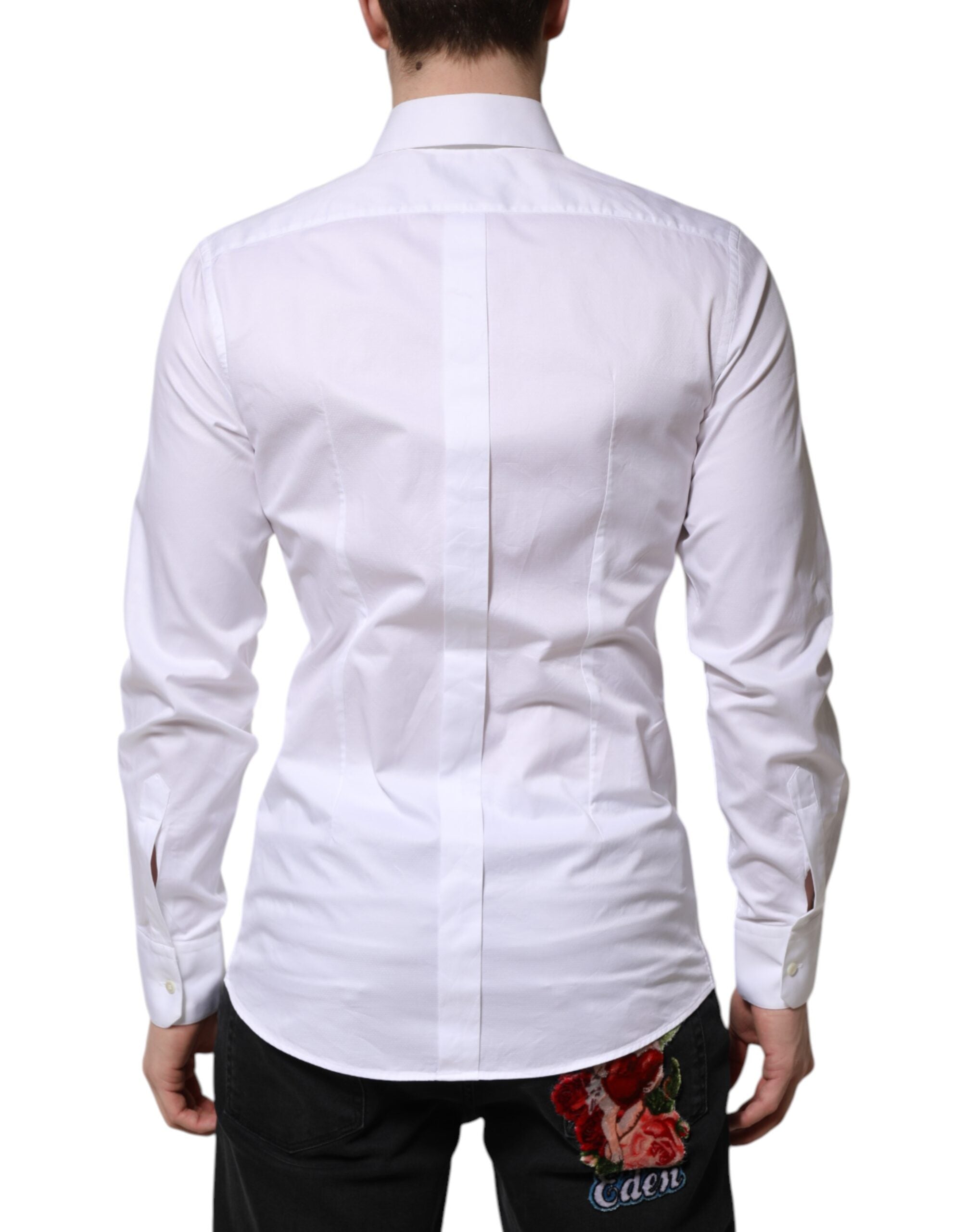 White Cotton GOLD Long Sleeve Men Dress Shirt
