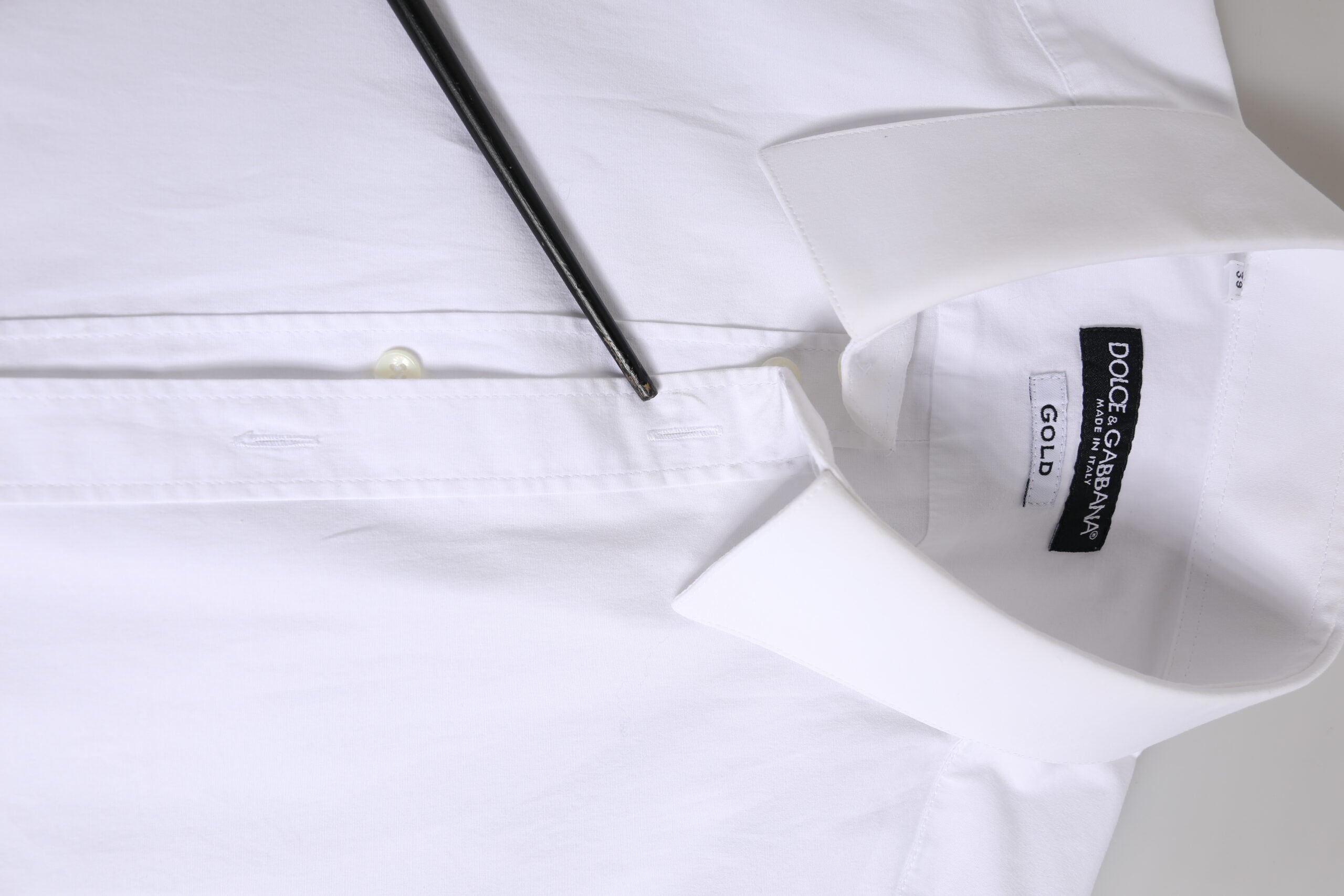 White Cotton GOLD Long Sleeve Men Dress Shirt