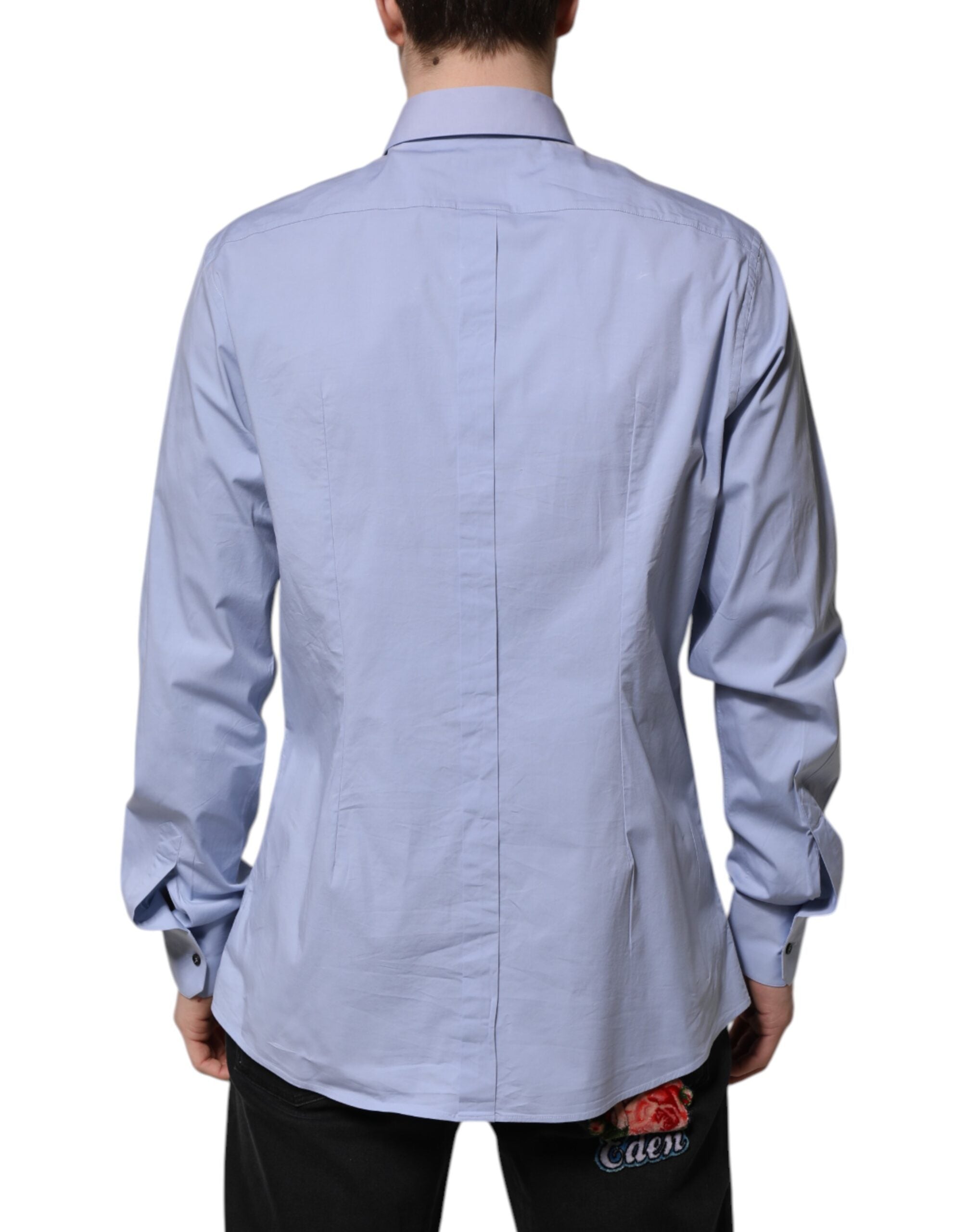 Blue Cotton GOLD Long Sleeves Dress Shirt