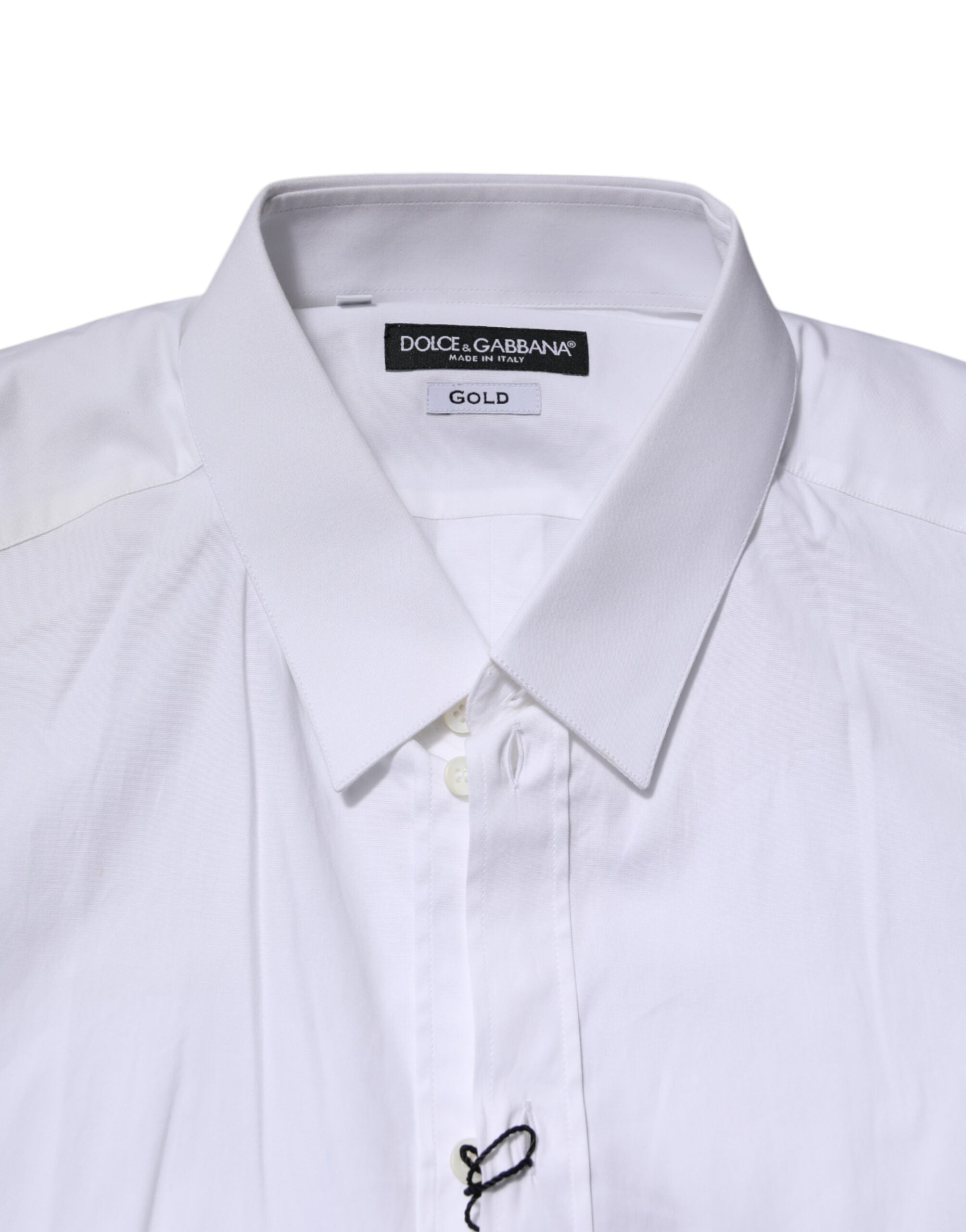 White Cotton GOLD Long Sleeves Dress Shirt