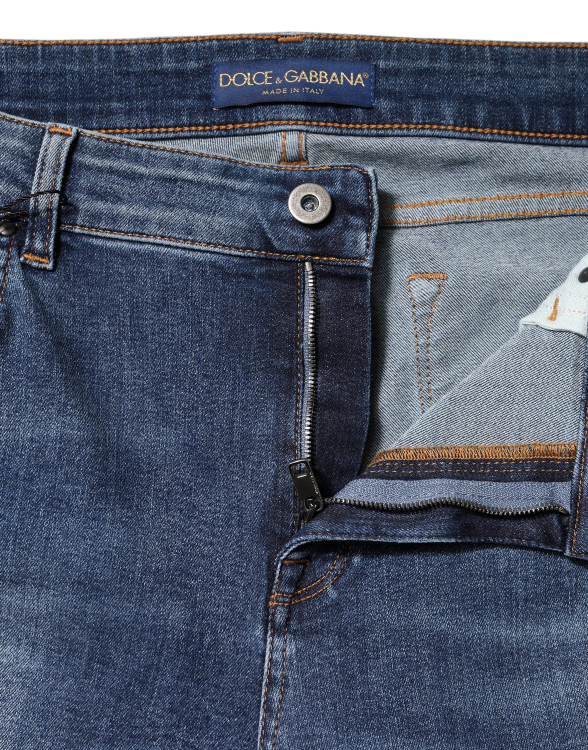 Blue Washed Cotton Low Waist Denim Jeans