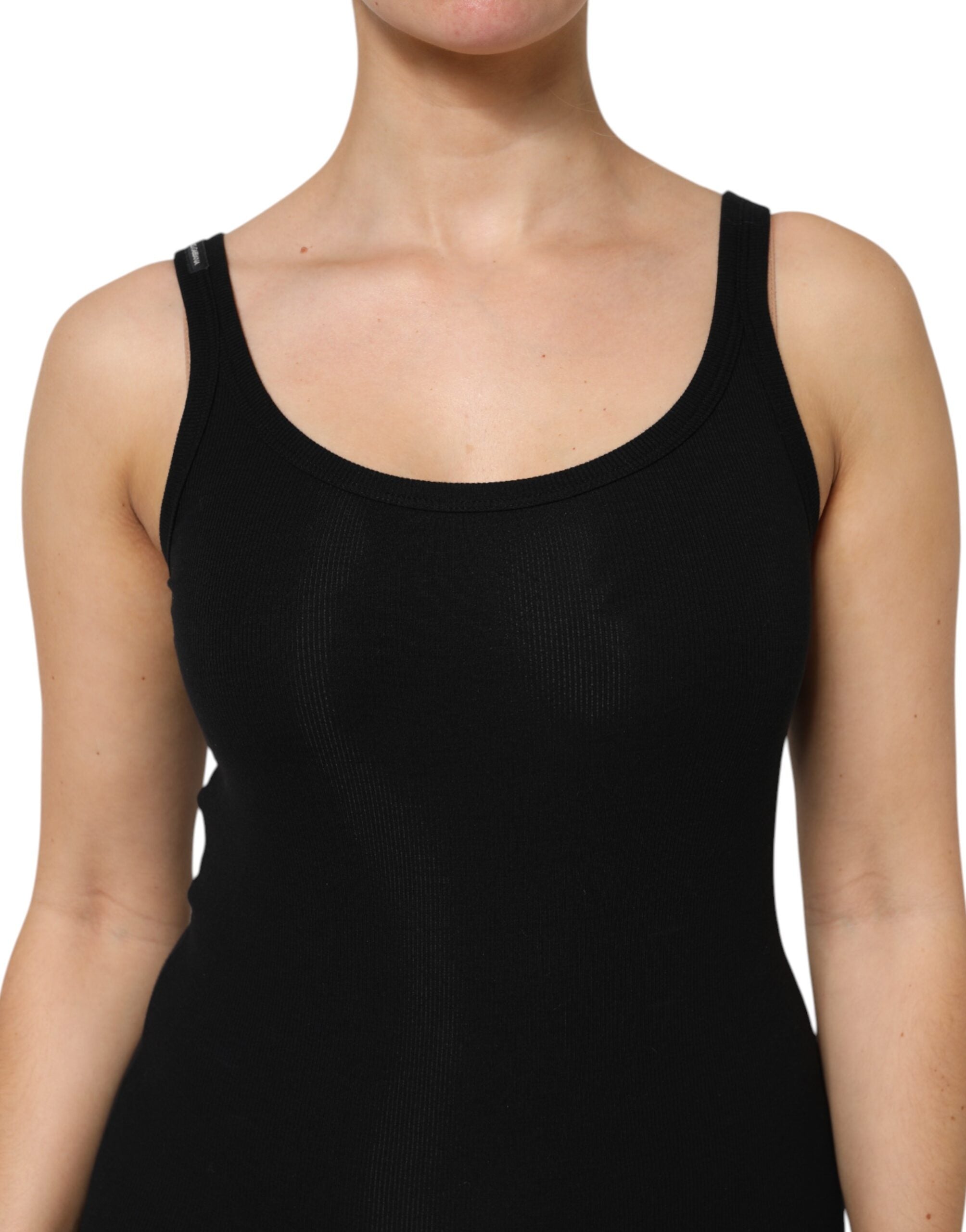 Black Cotton Stretch Sleeveless Women Tank Top