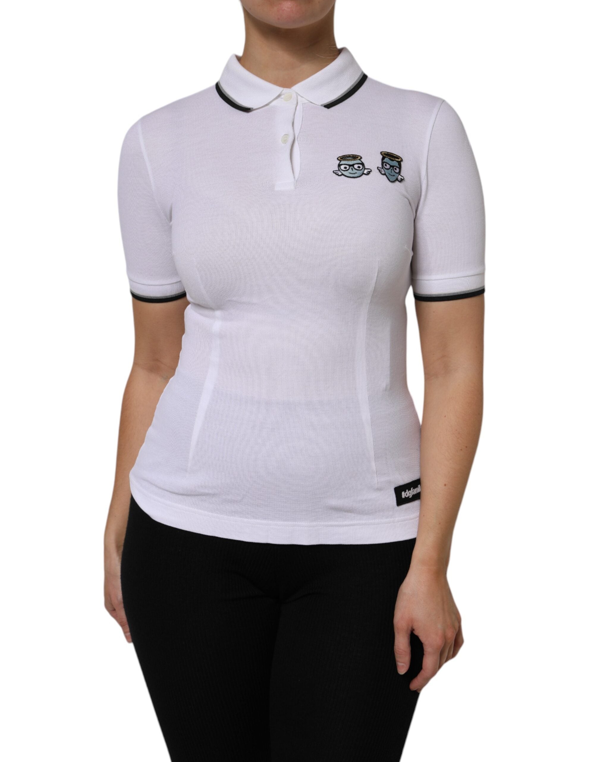 White Cotton Short Sleeves Collared Polo Top