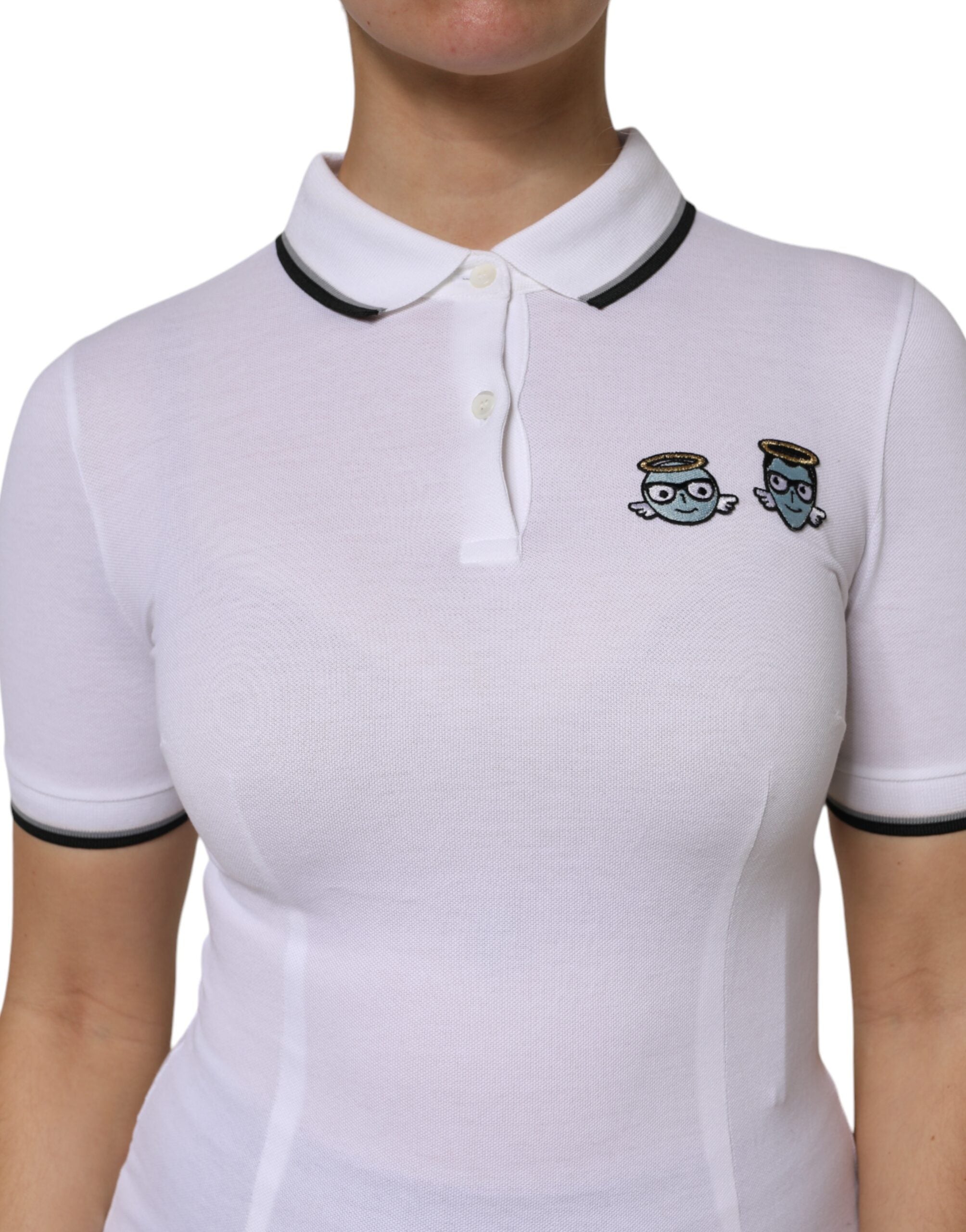 White Cotton Short Sleeves Collared Polo Top
