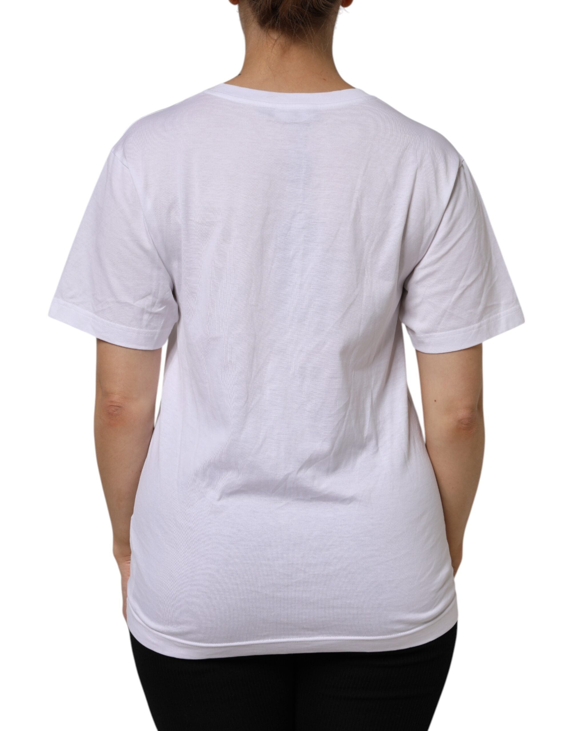 White Cotton Short Sleeve V-Neck Top T-shirt