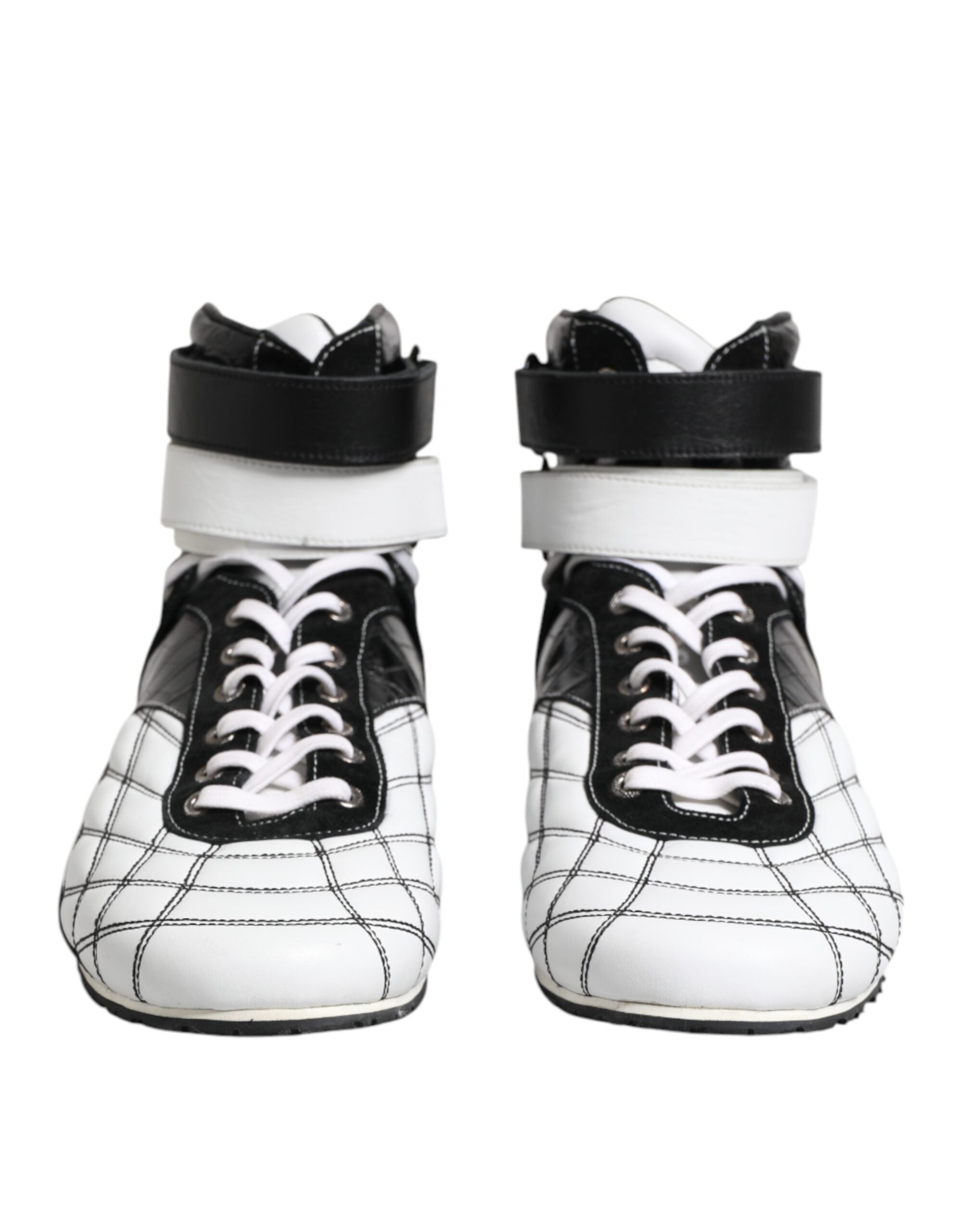 Black White Leather High Top Sneakers Shoes