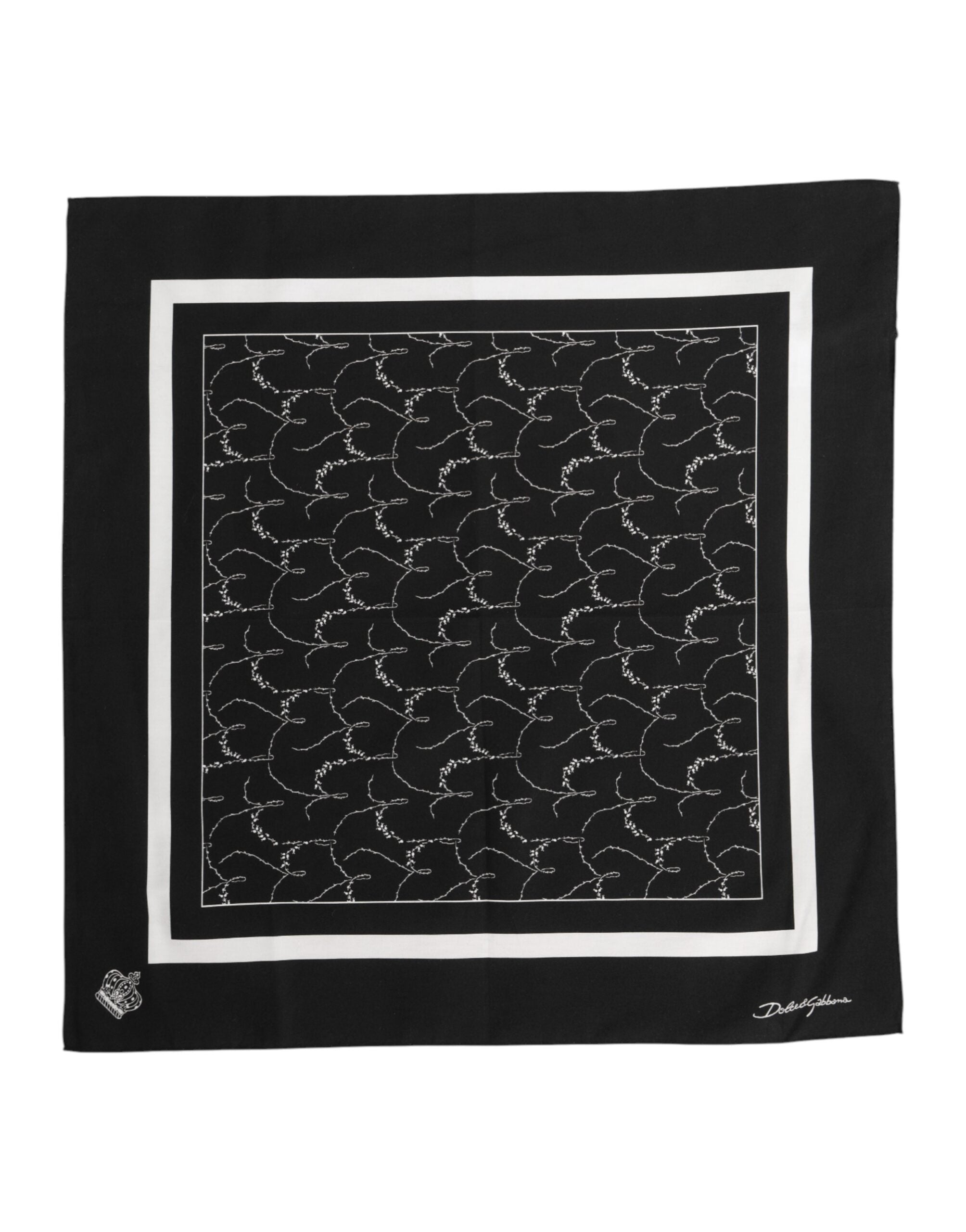 Black White Printed Square Foulard Scarf