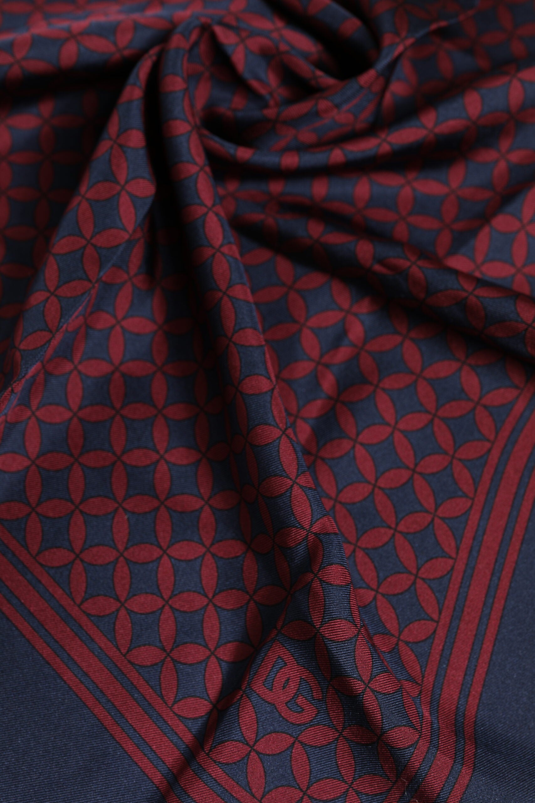 Red Blue Printed Silk Square Men Foulard Scarf
