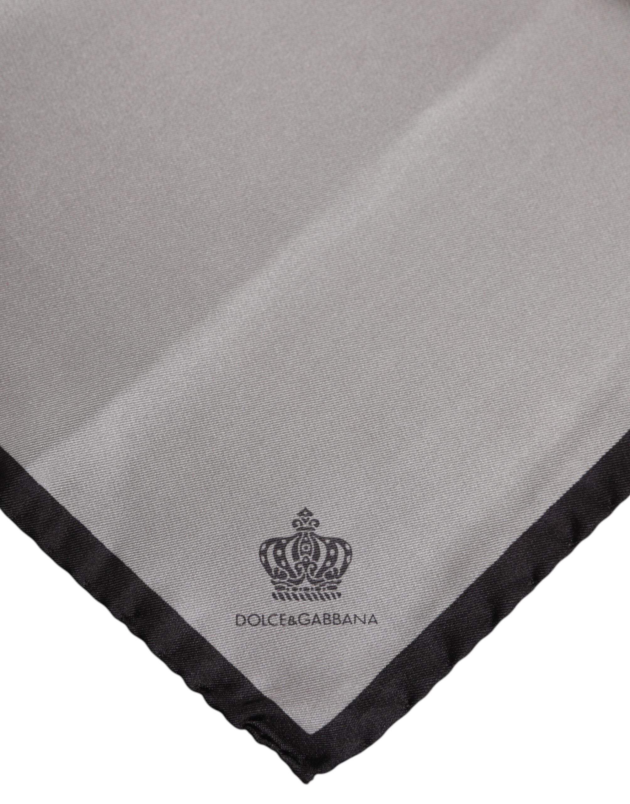 Gray DG Crown Silk Square Men Foulard Scarf