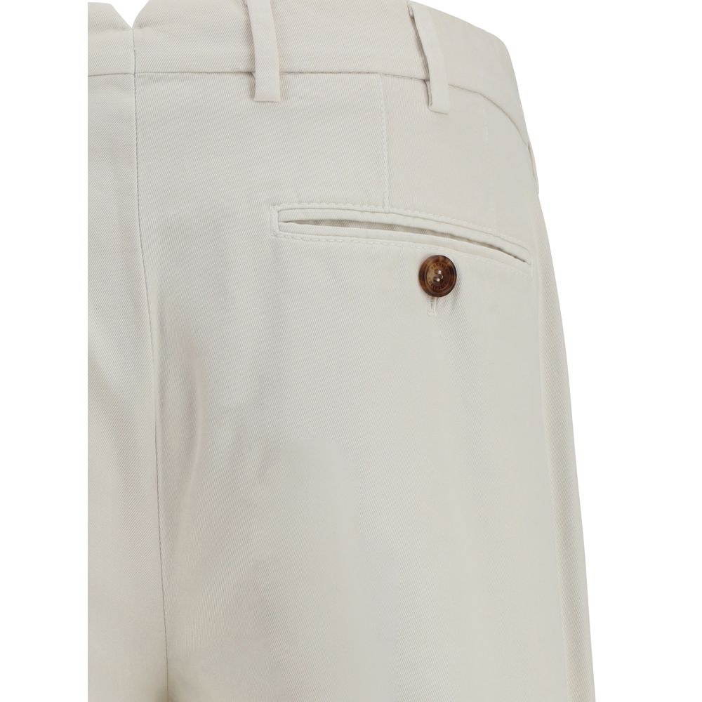 White Cotton Casual Pants