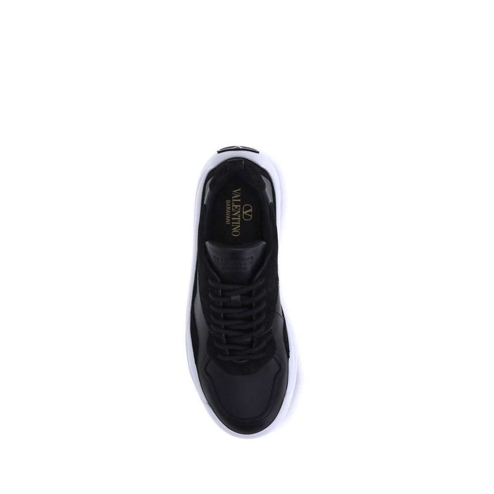 Black Calf Leather Bos Taurus Chunky Sneakers