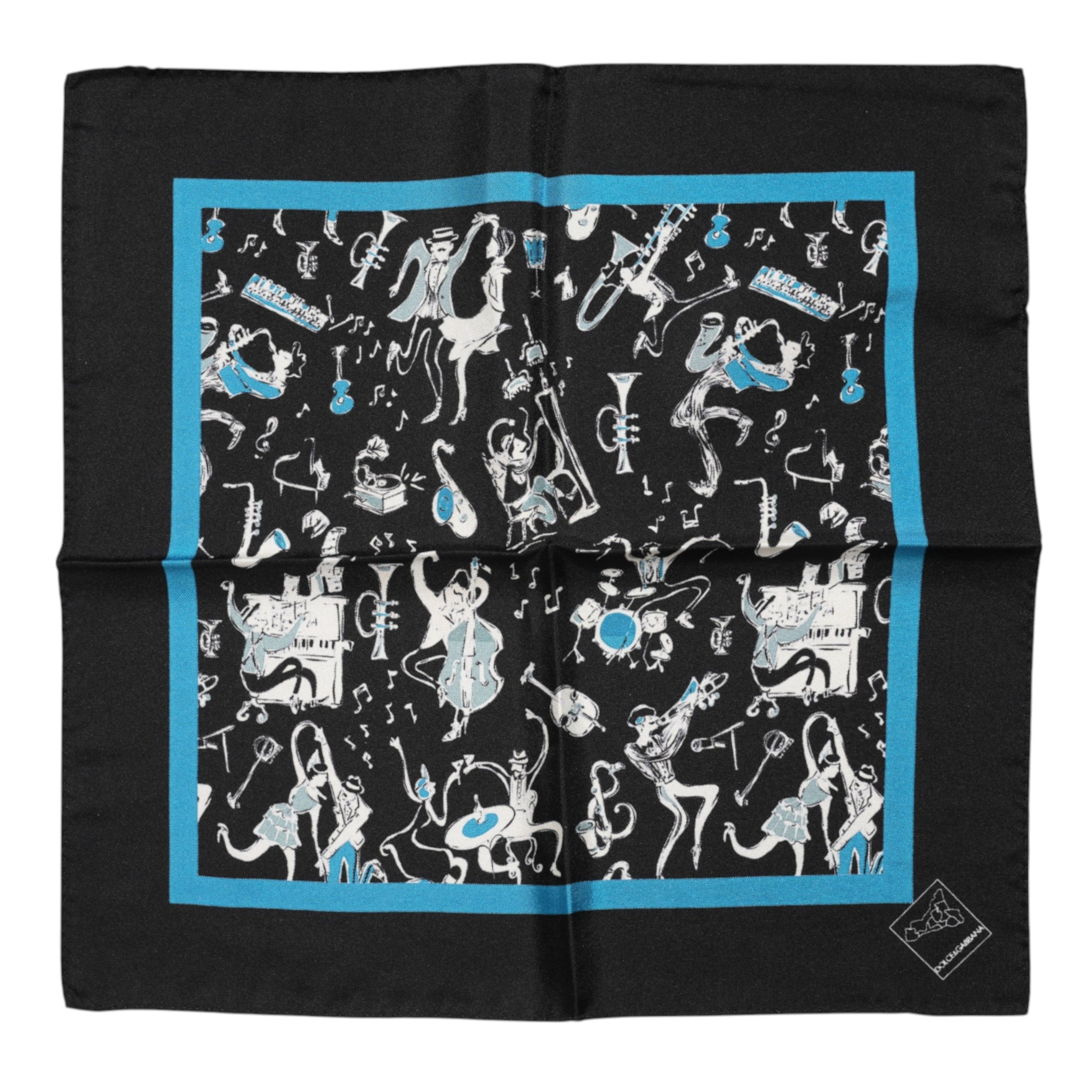 Black Jazz Club Silk Square Men Foulard Scarf