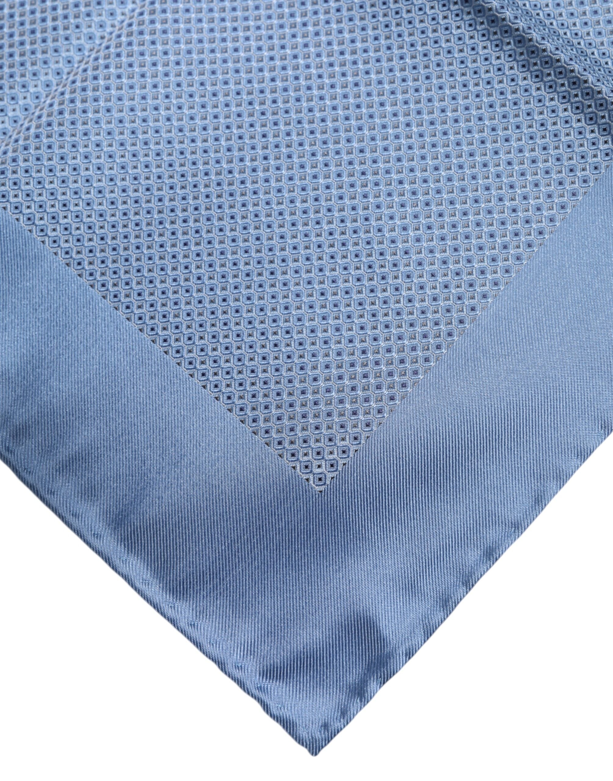 Light Blue Silk Square Men Foulard Scarf