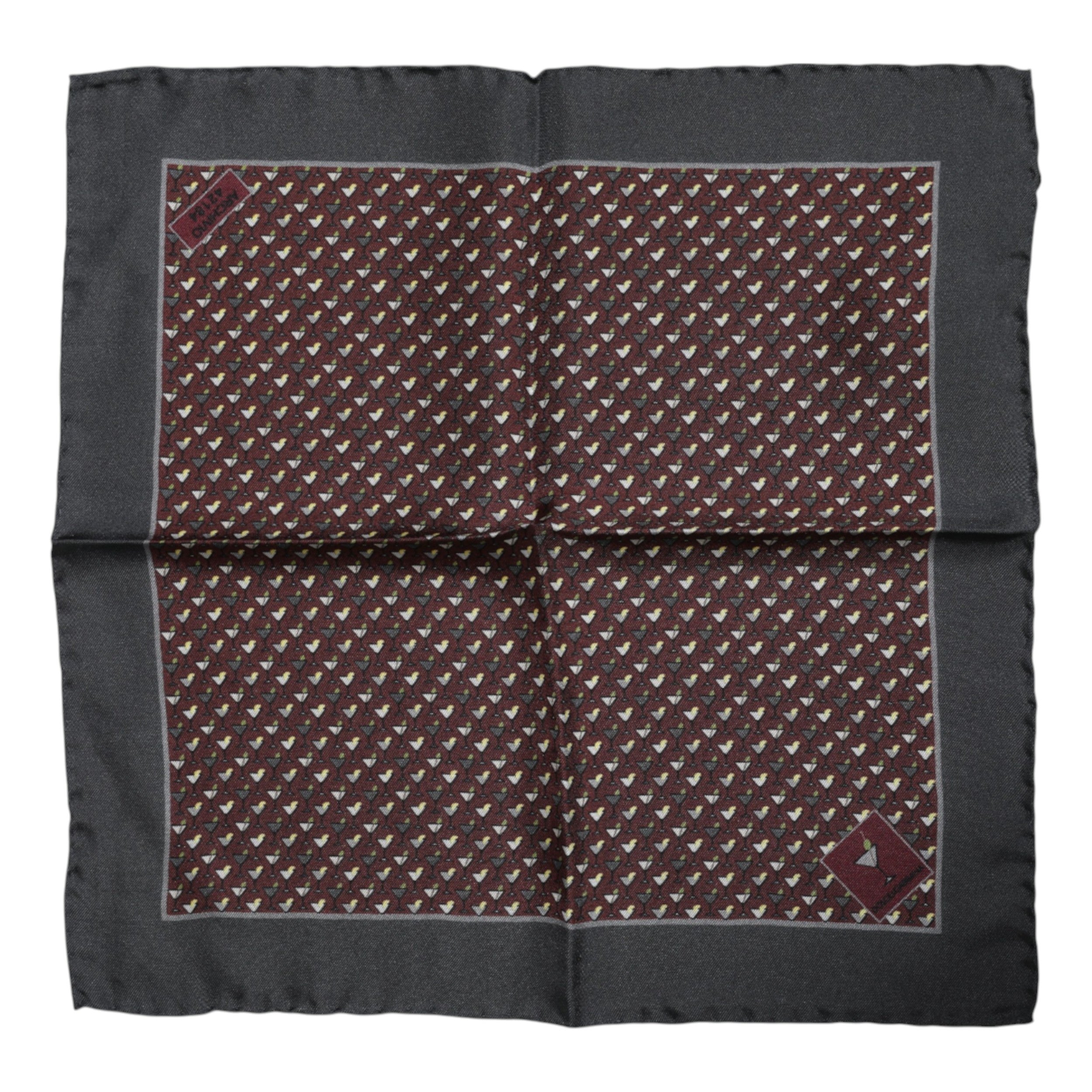 Maroon Cocktail Silk Square Foulard Scarf