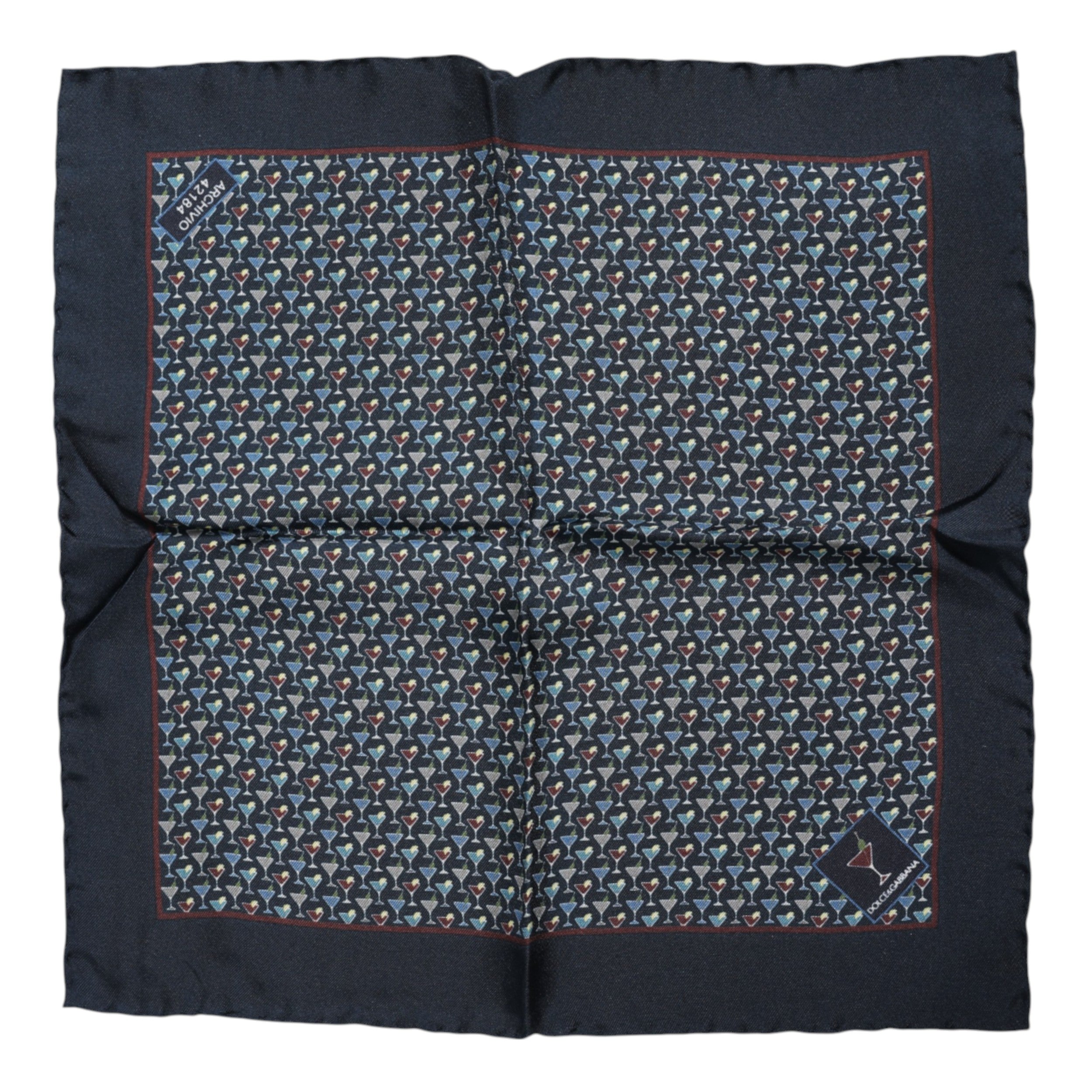 Blue Cocktail Silk Square Foulard Scarf