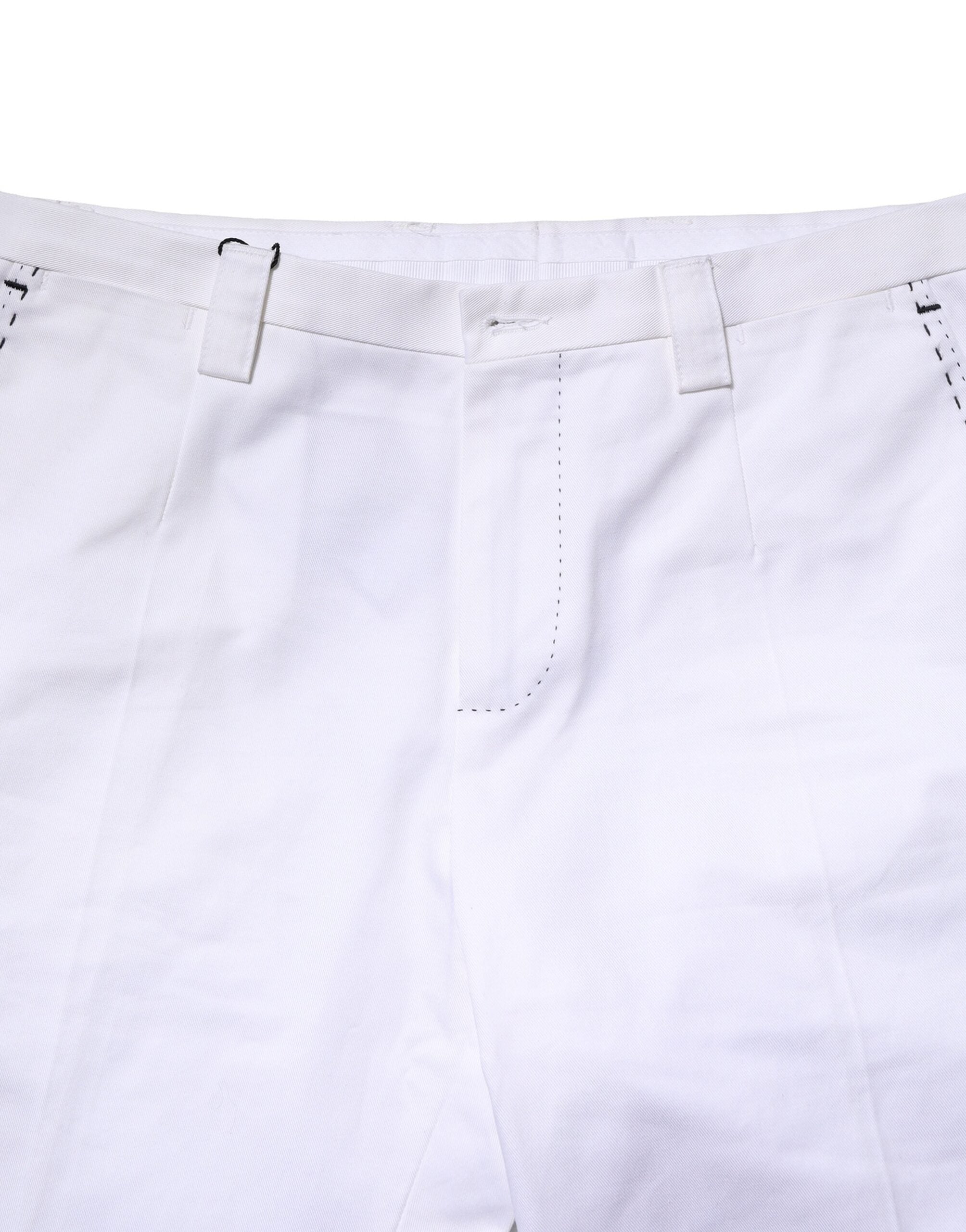 White Cotton Straight Logo Men Pants