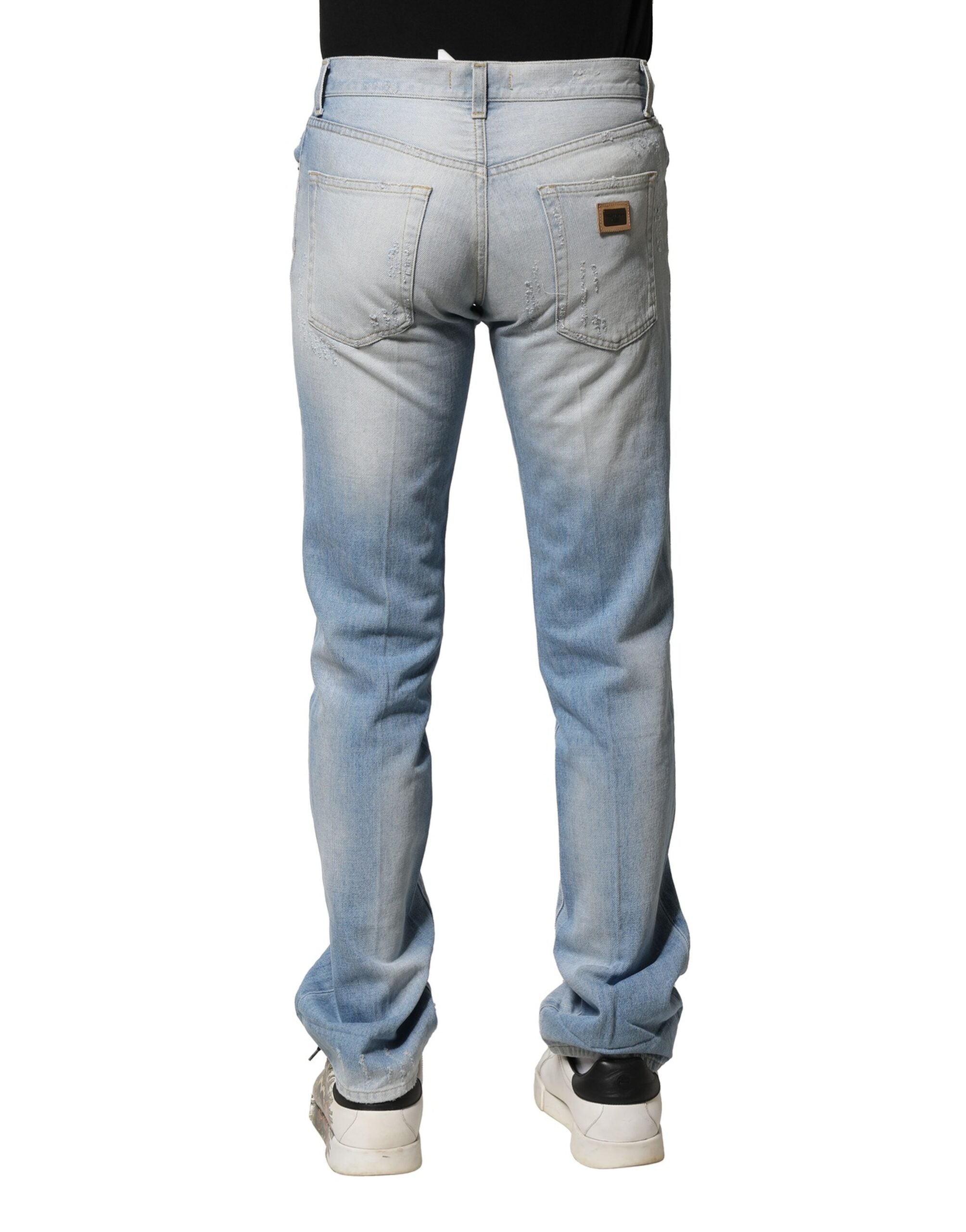 Light Blue Washed Straight Fit Denim Jeans