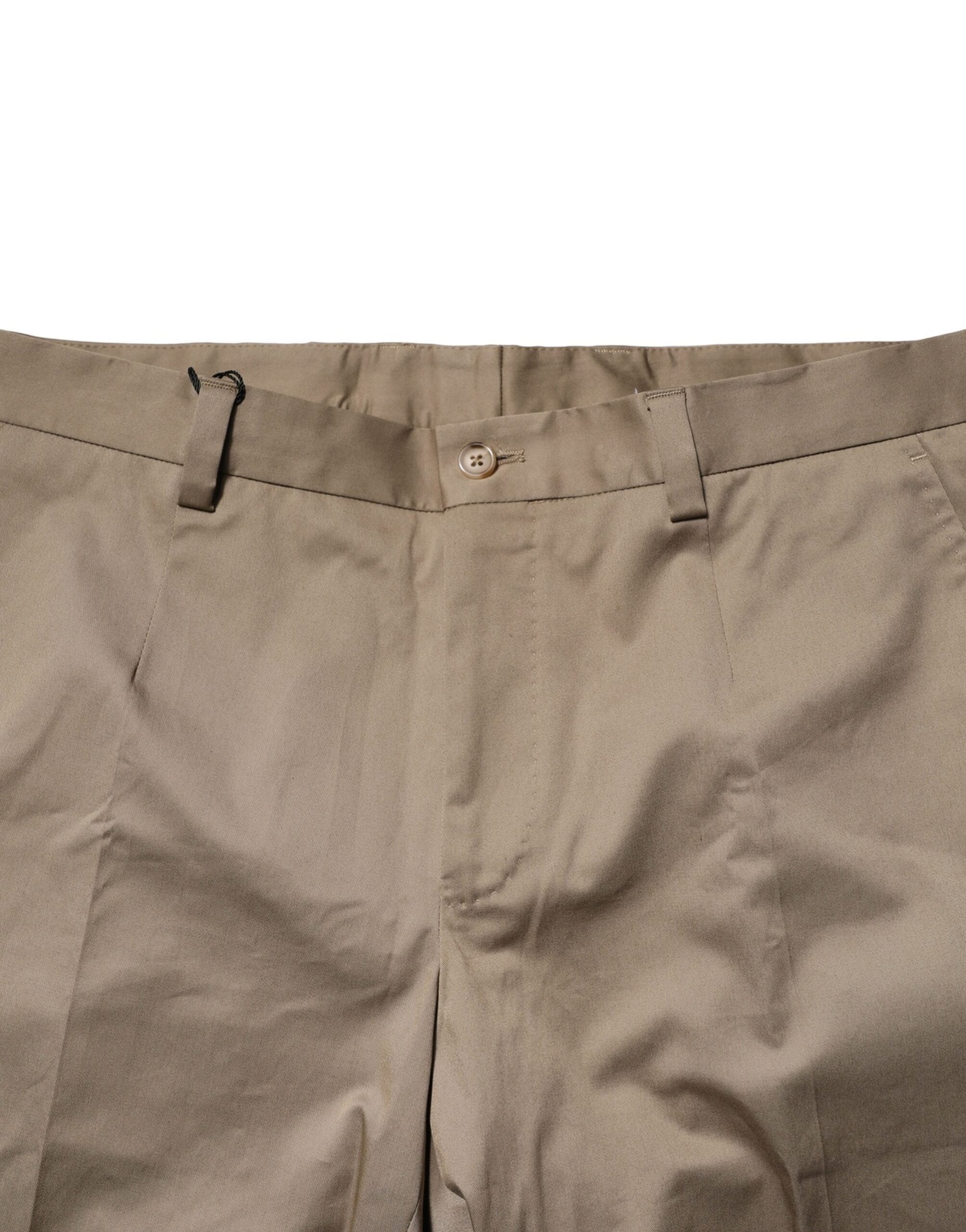 Brown Cotton Tapered Men Formal Pants