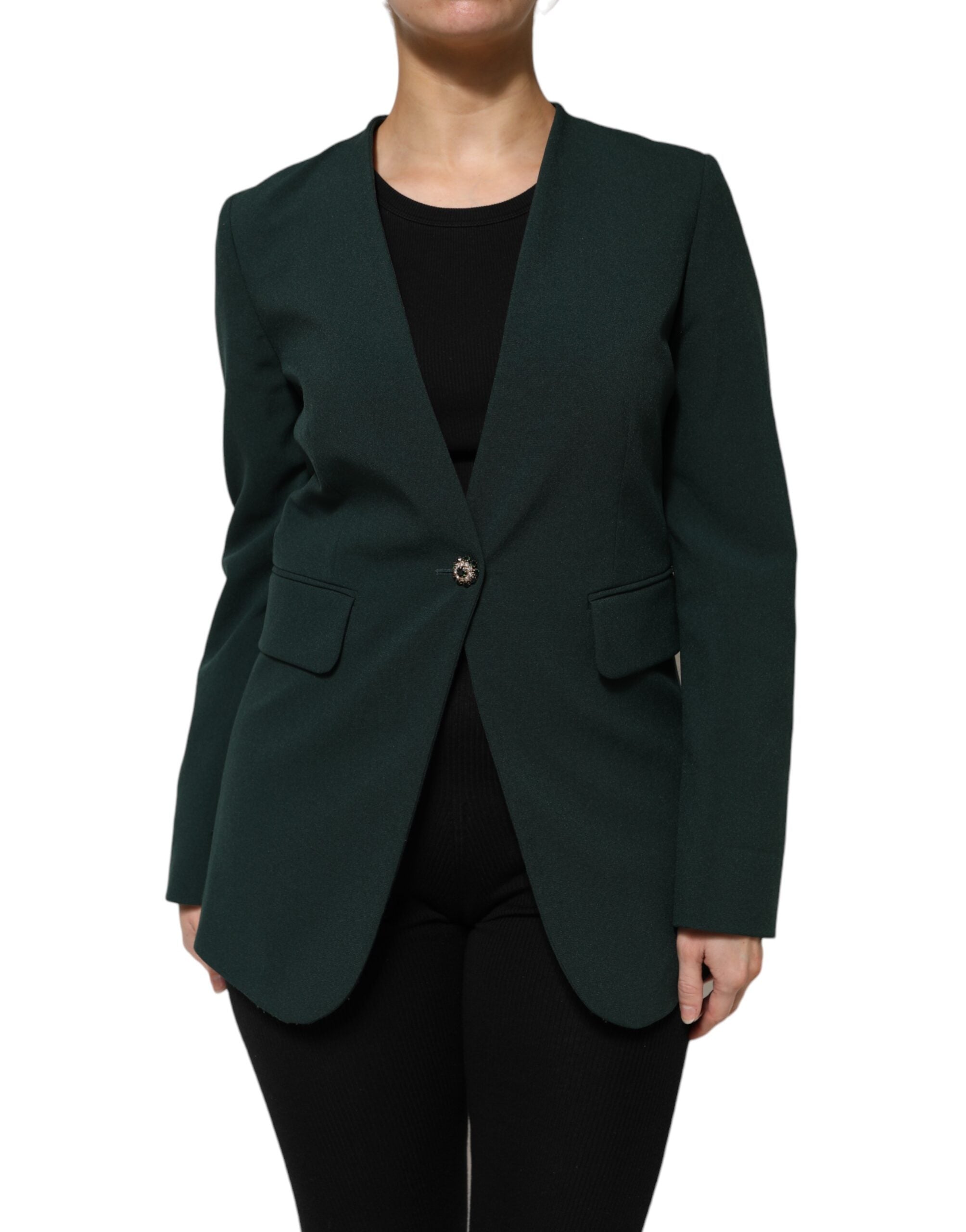 Green Single Breasted One Button Coat Jacket