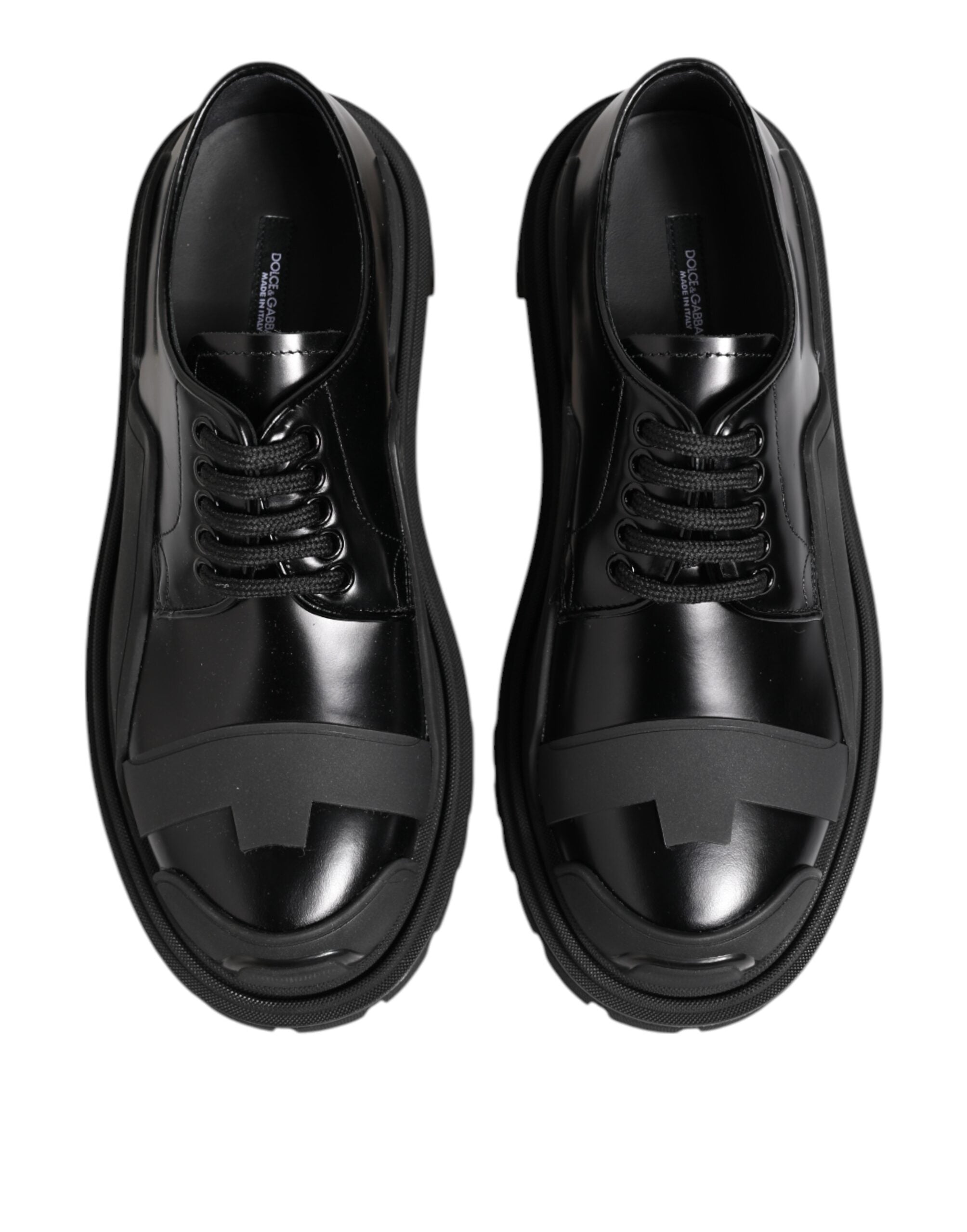 Black Patent Leather Trekking Derby Shoes