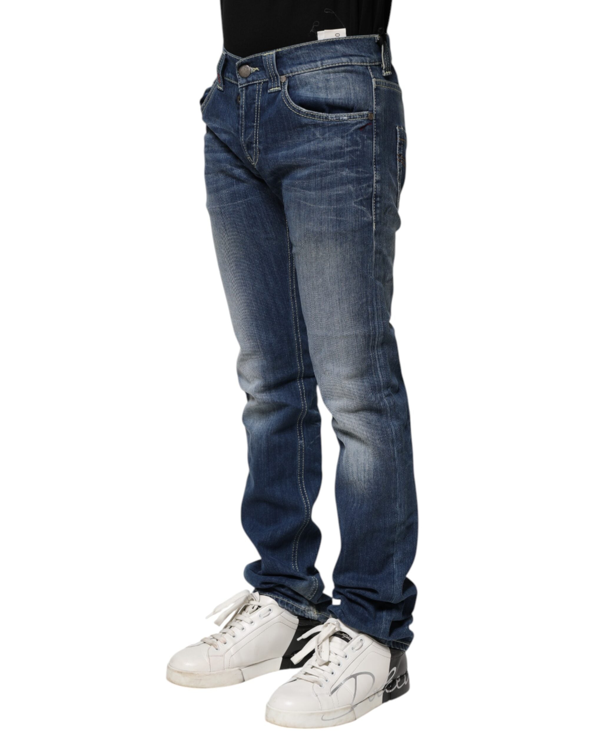 Blue Washed Skinny Fit Casual Men Denim Jeans