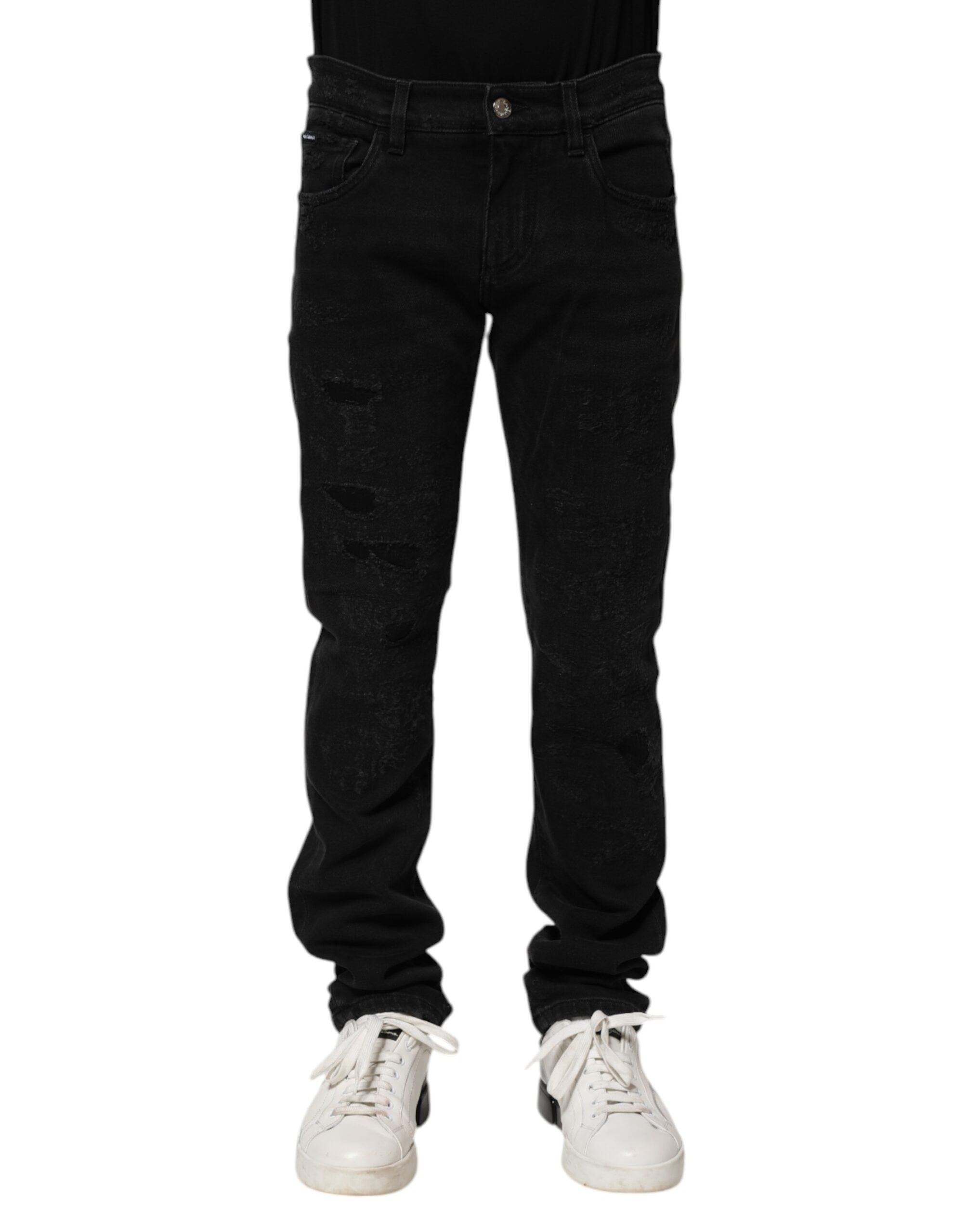 Black Cotton Skinny Men Denim Jeans