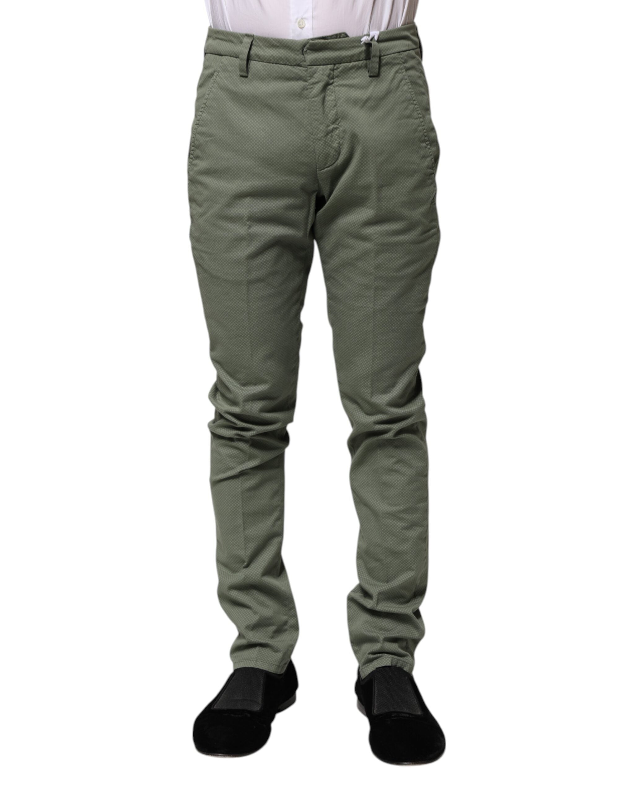Green Mid Waist Skinny Fit Casual Pants