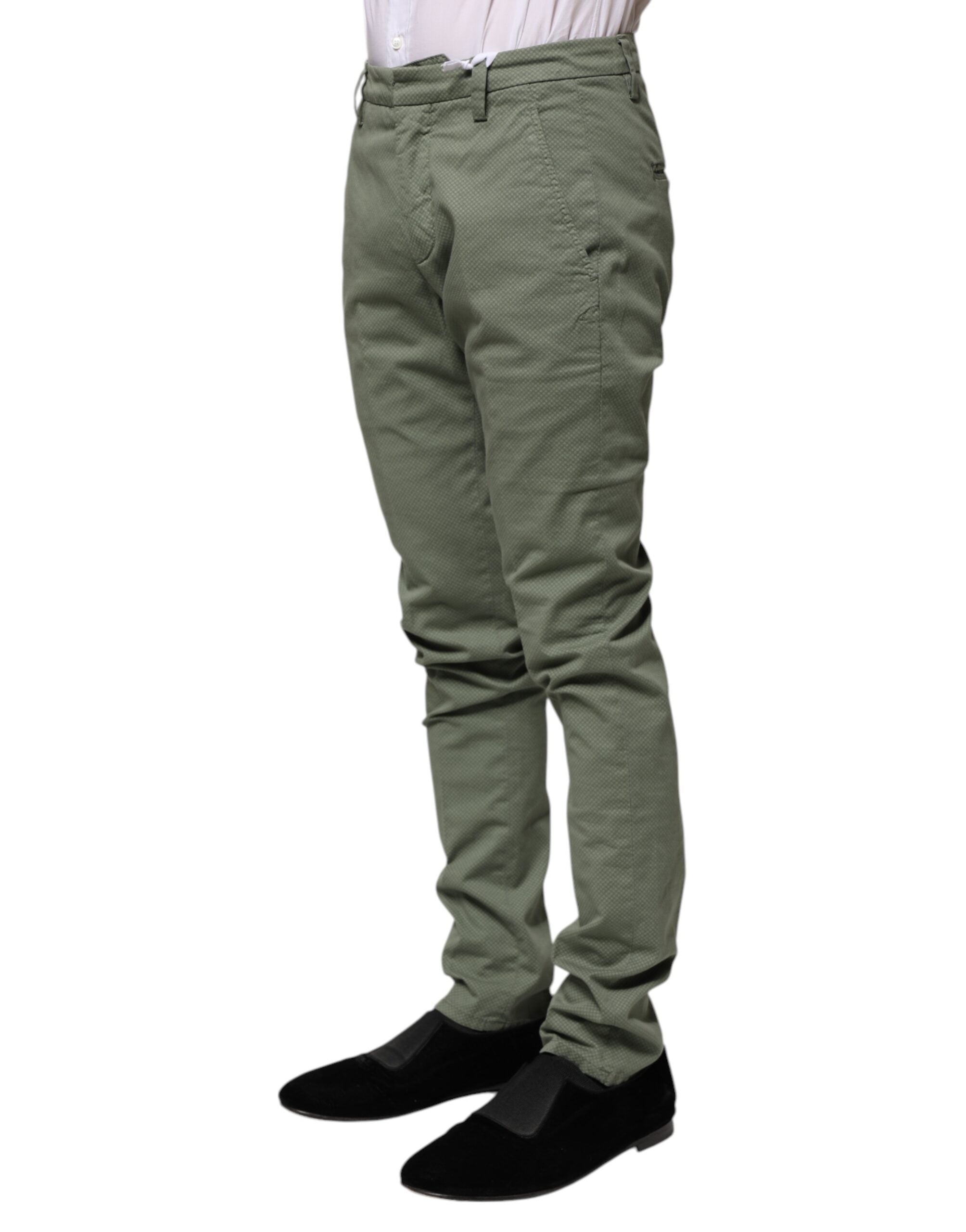 Green Mid Waist Skinny Fit Casual Pants