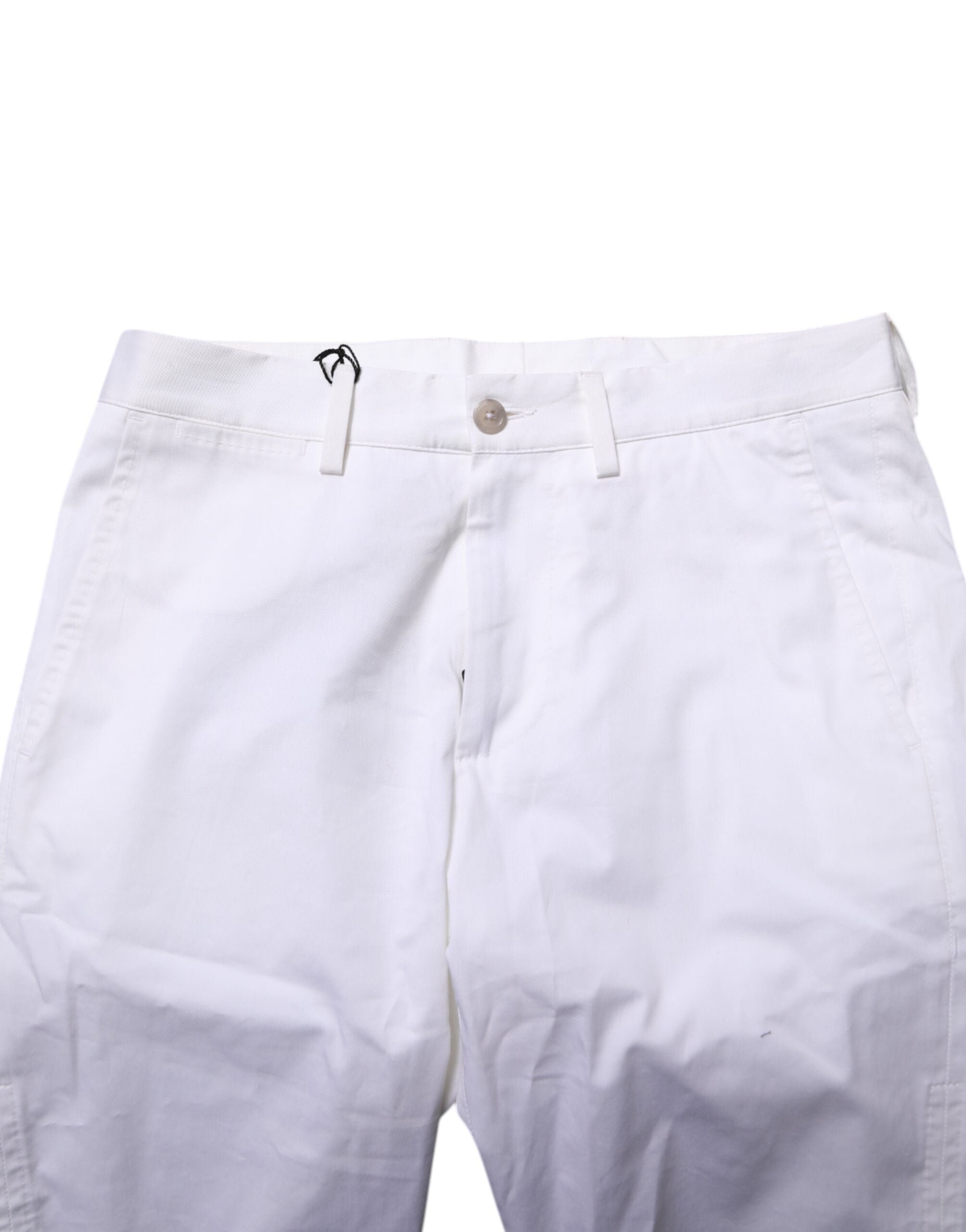 White Cotton Stretch Men Denim Bermuda Shorts