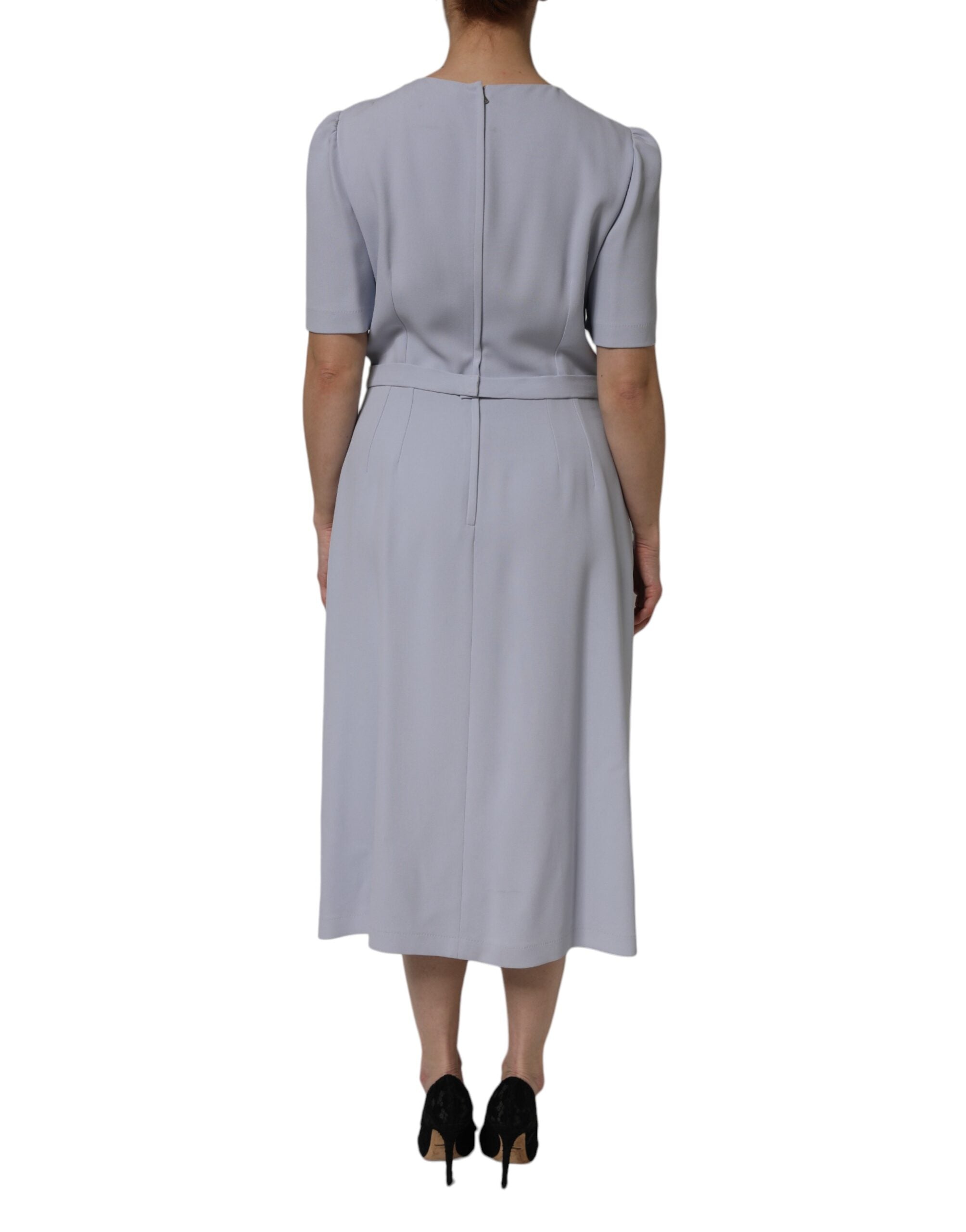 Gray Viscose ShortSleeve Sheath Midi Dress
