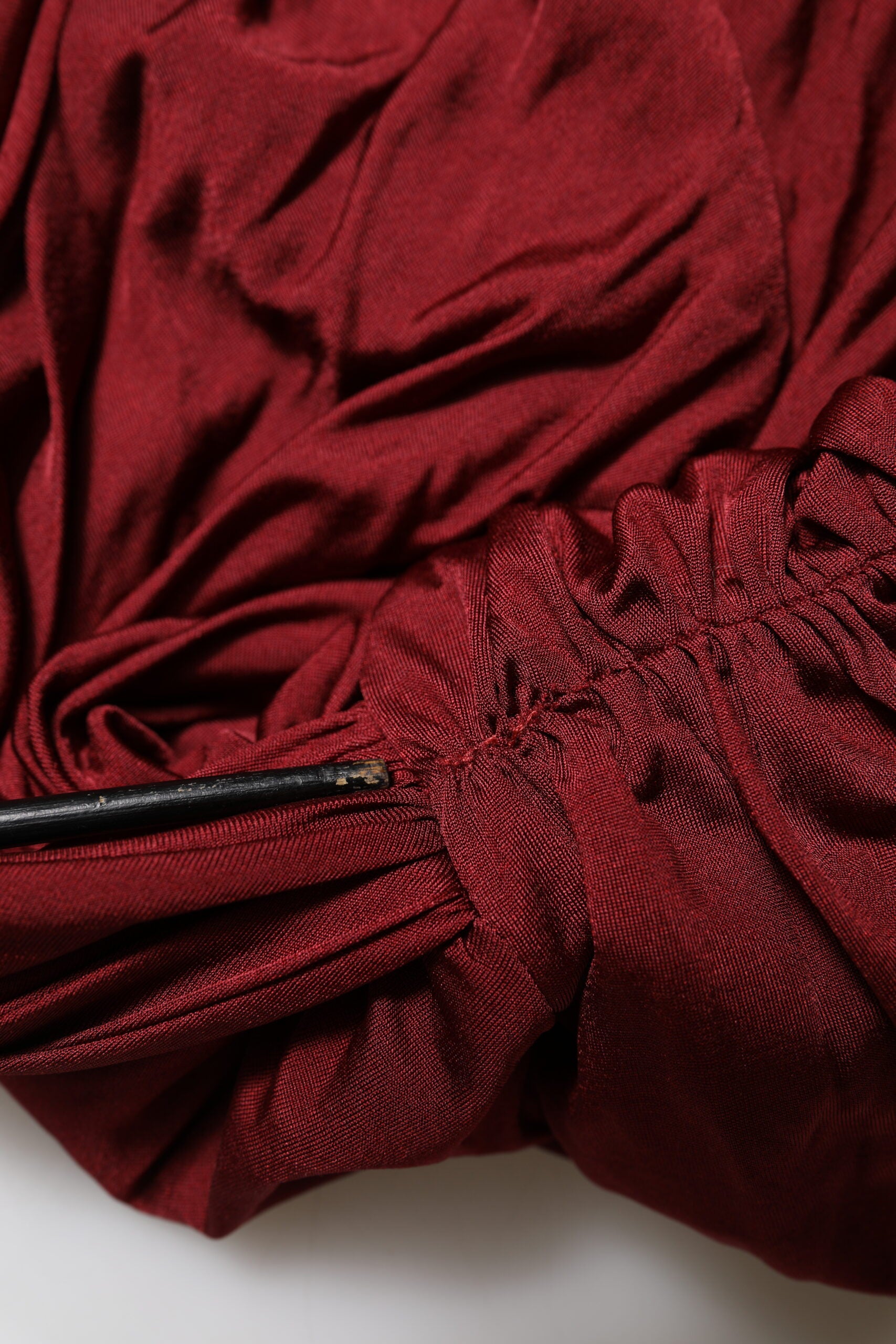 Red Viscose Fitted One Shoulder Midi Dress