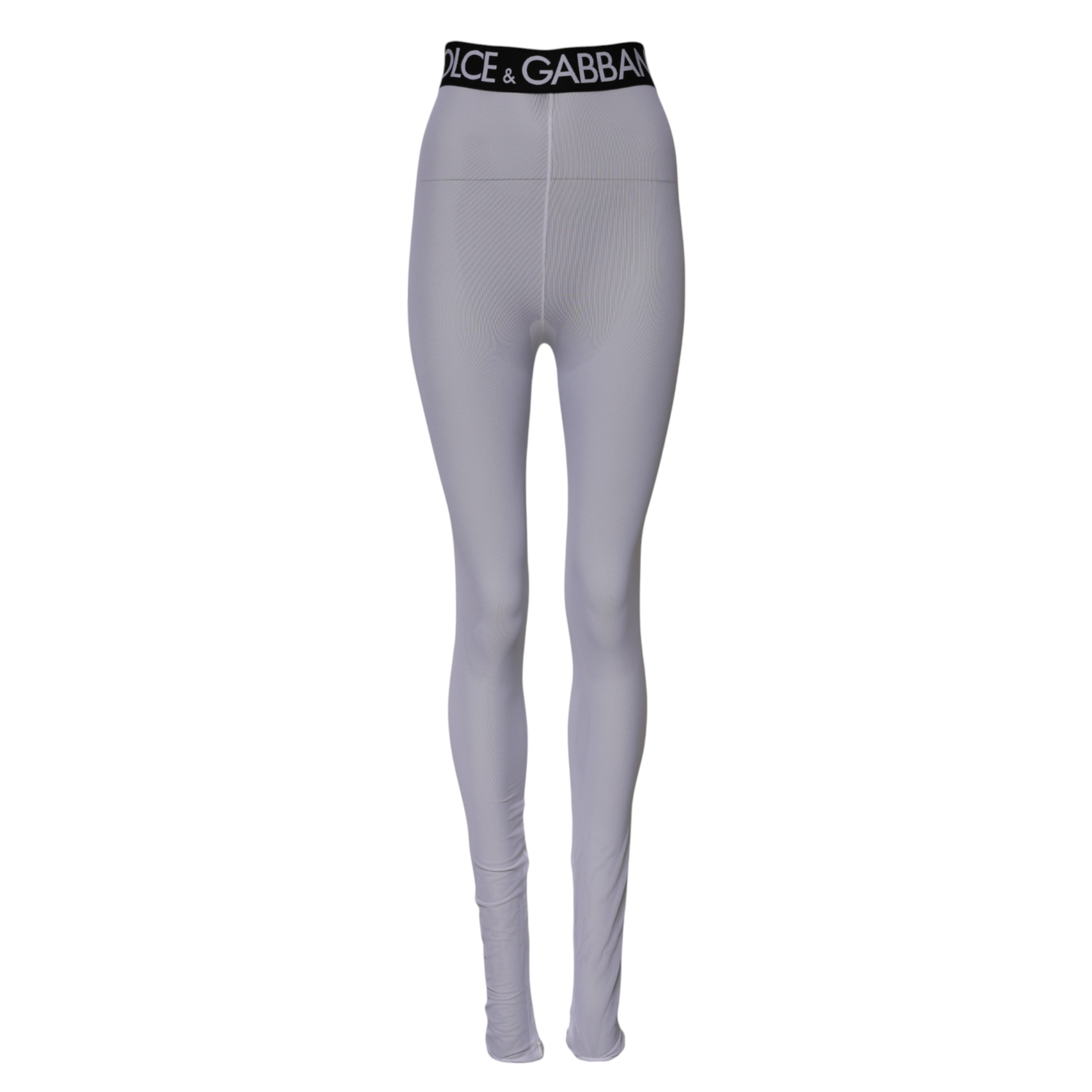 Gray Nylon DG Logo Mid Waisted Leggings Pants