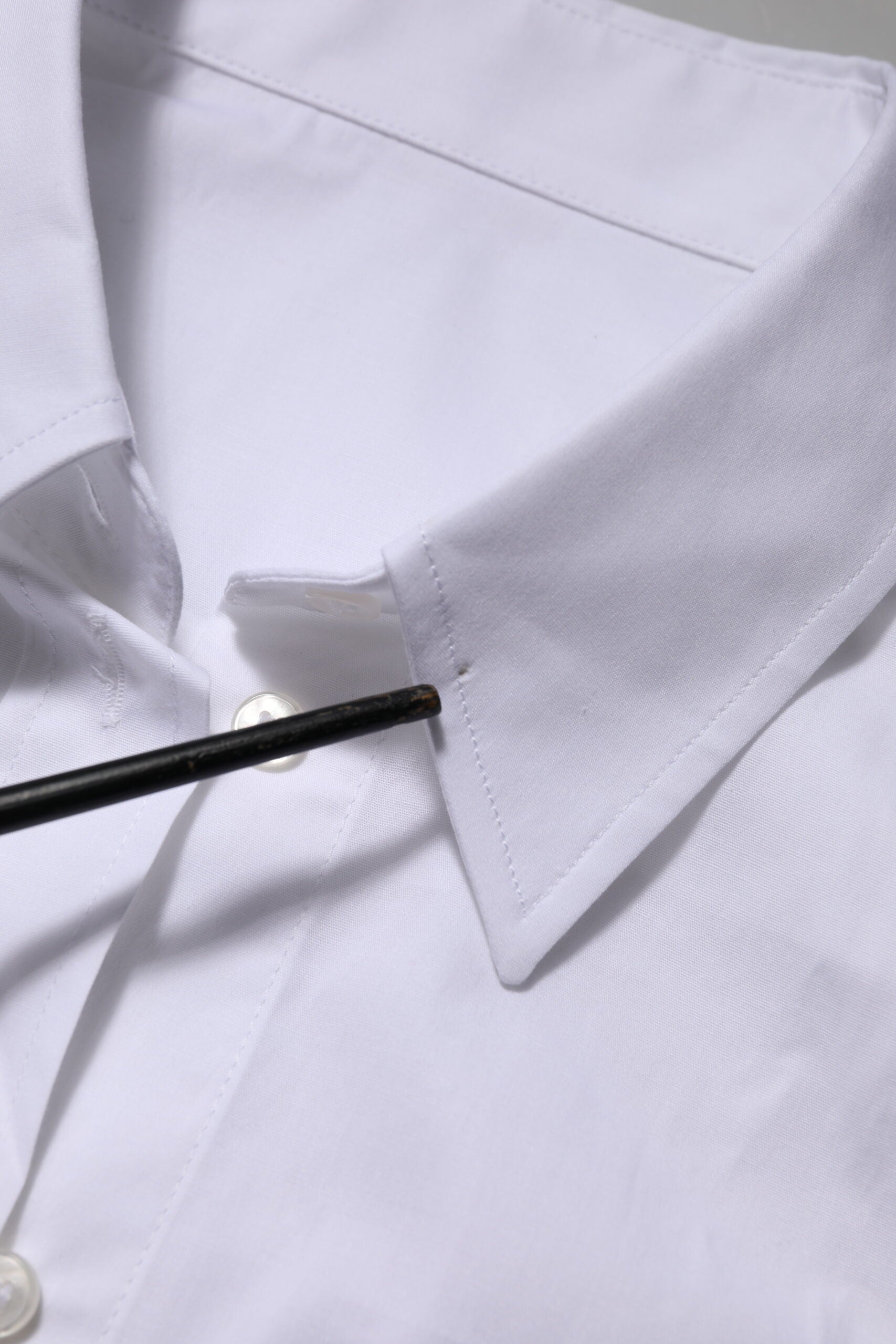 White Cotton Collared Long Sleeves Top Shirt