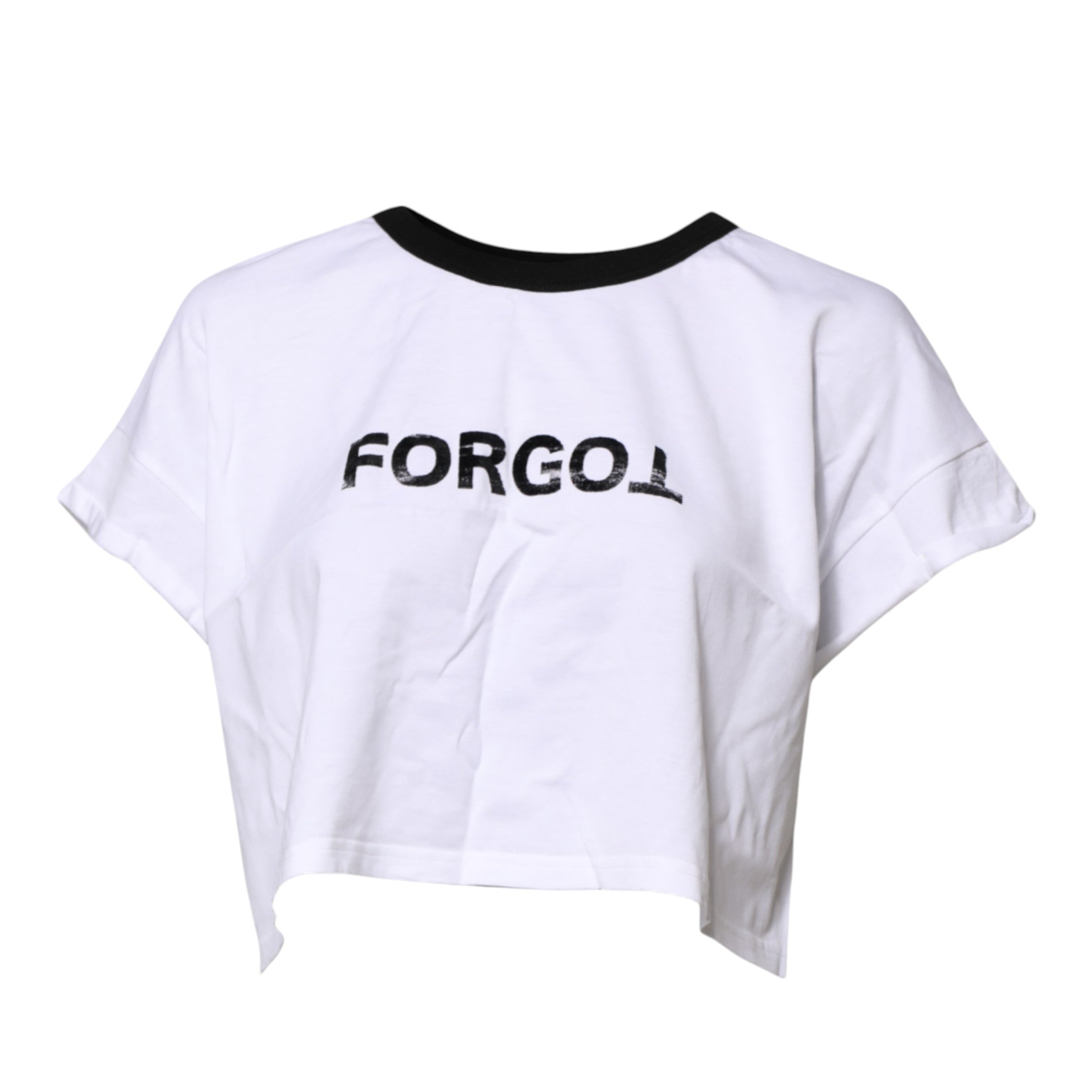 White Graphic Print Crew Neck Cropped T-shirt