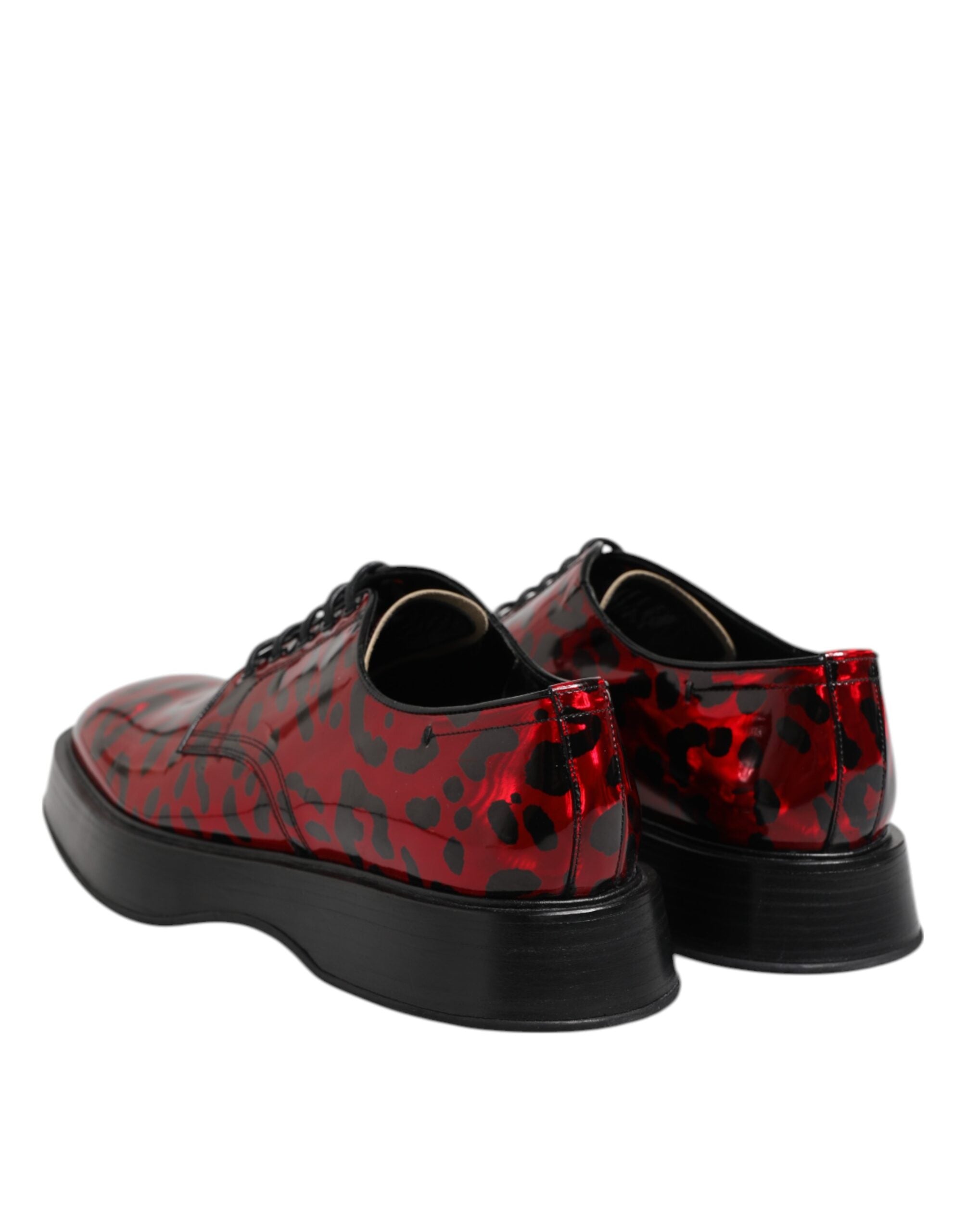 Red Leopard Derby Formal Men Dress Shoes