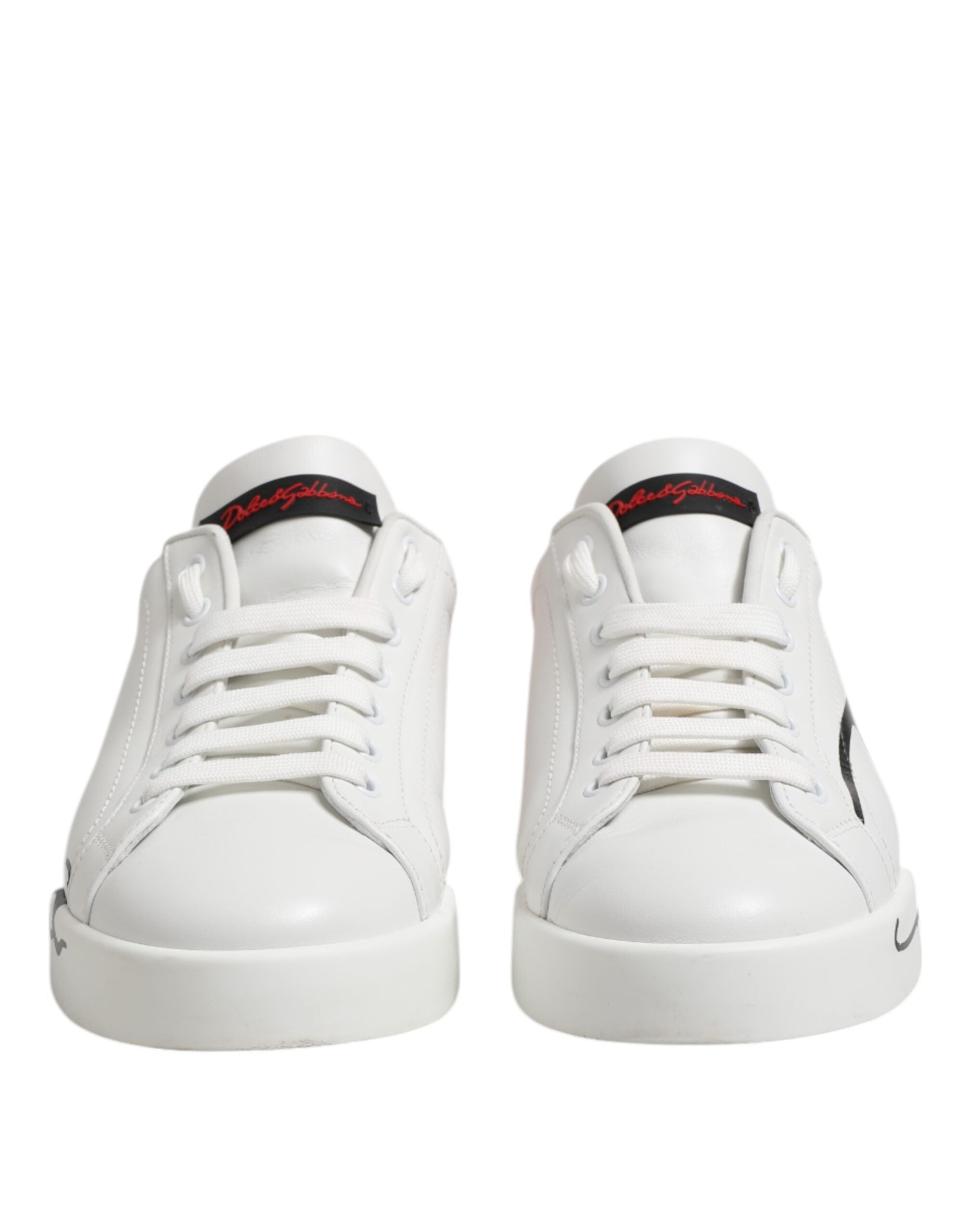 White Red Logo Low Top Leather Sneakers Shoes