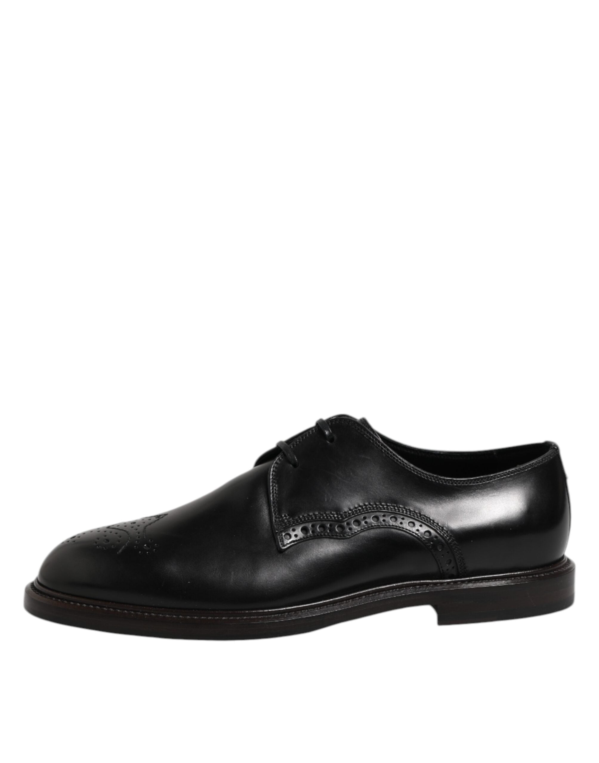 Black Leather Derby Wingtip Formal Shoes