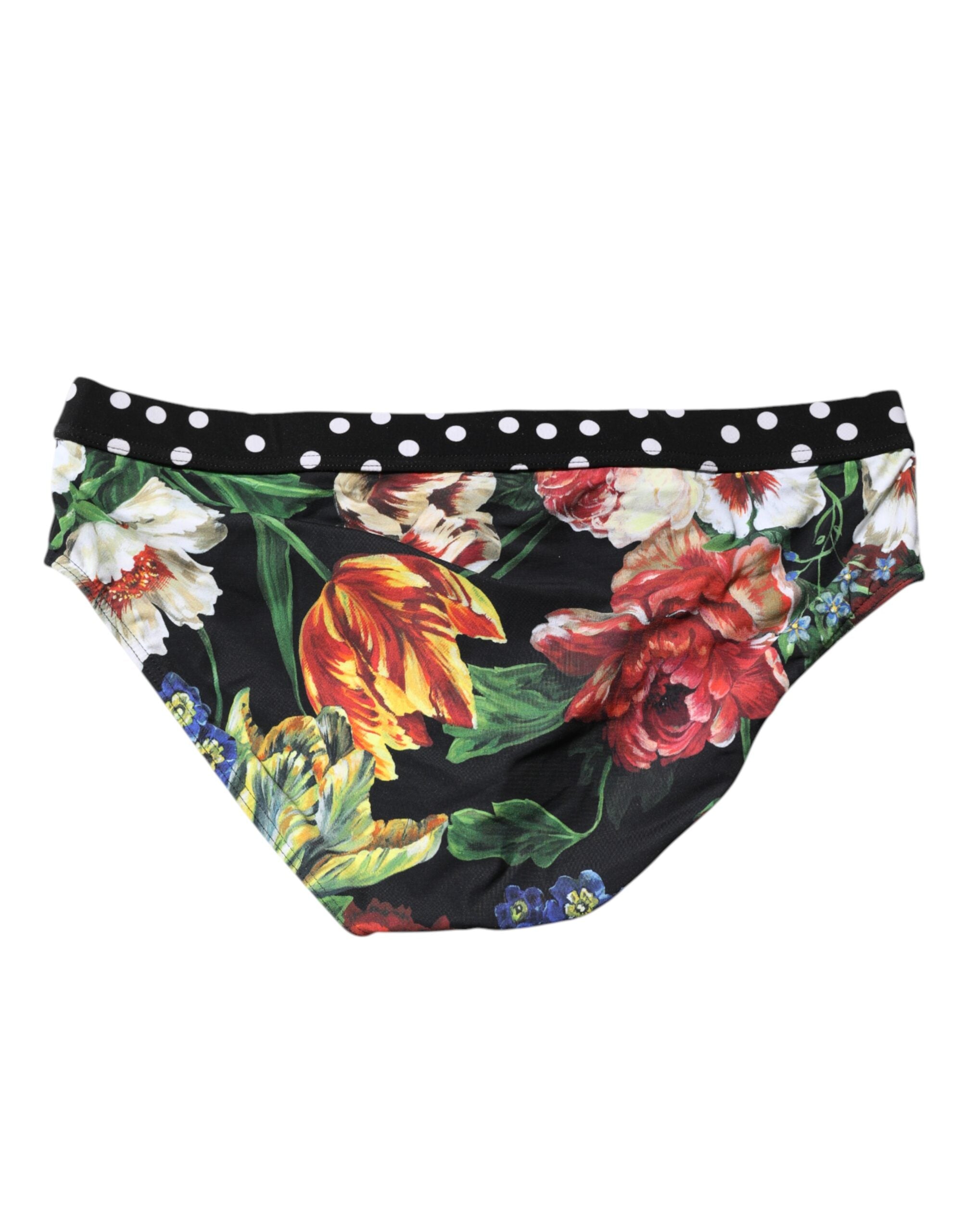 Black Floral Logo Beachwear Men Brief Swimwear