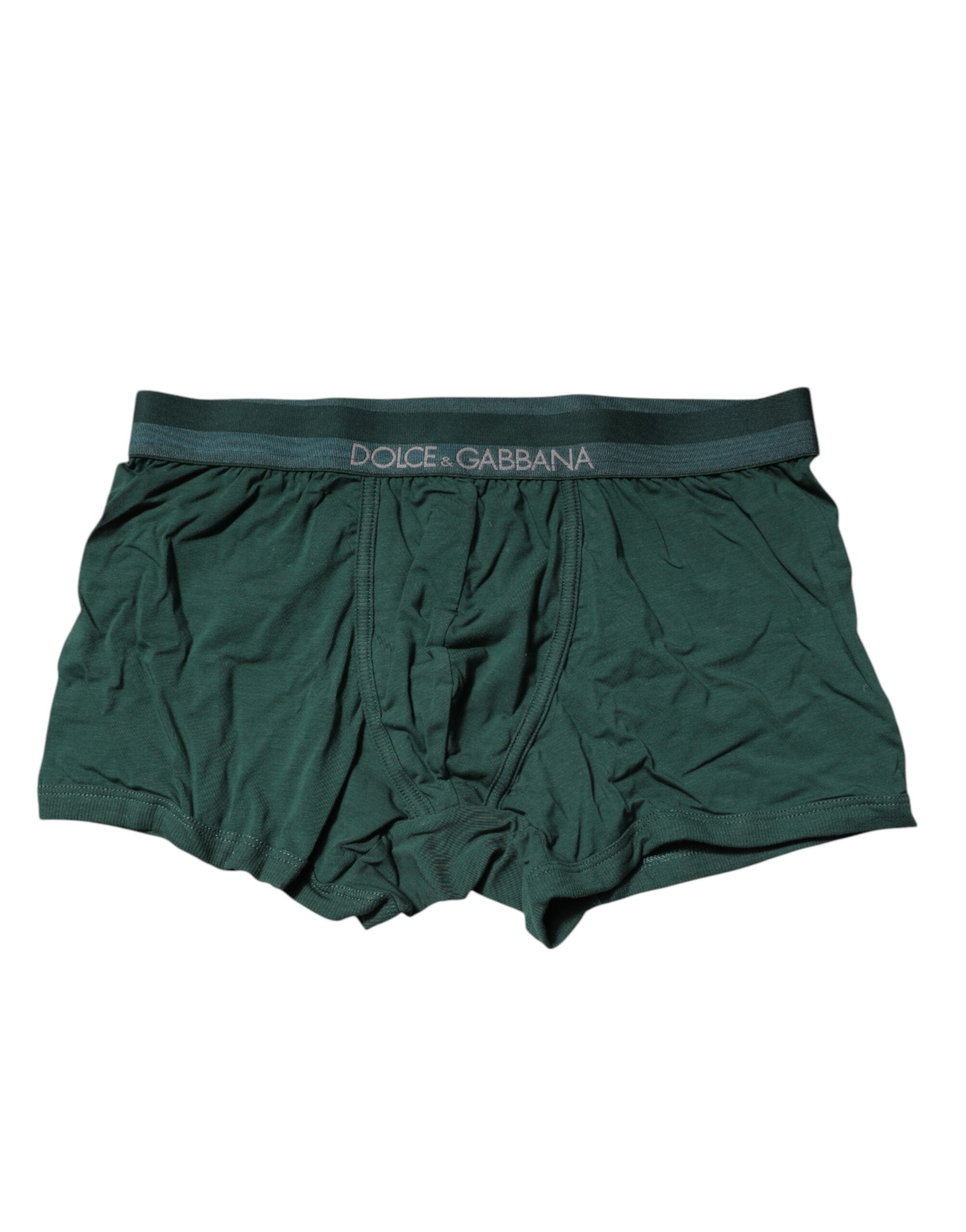 Green Cotton Regular Men Boxer Brief Underwear