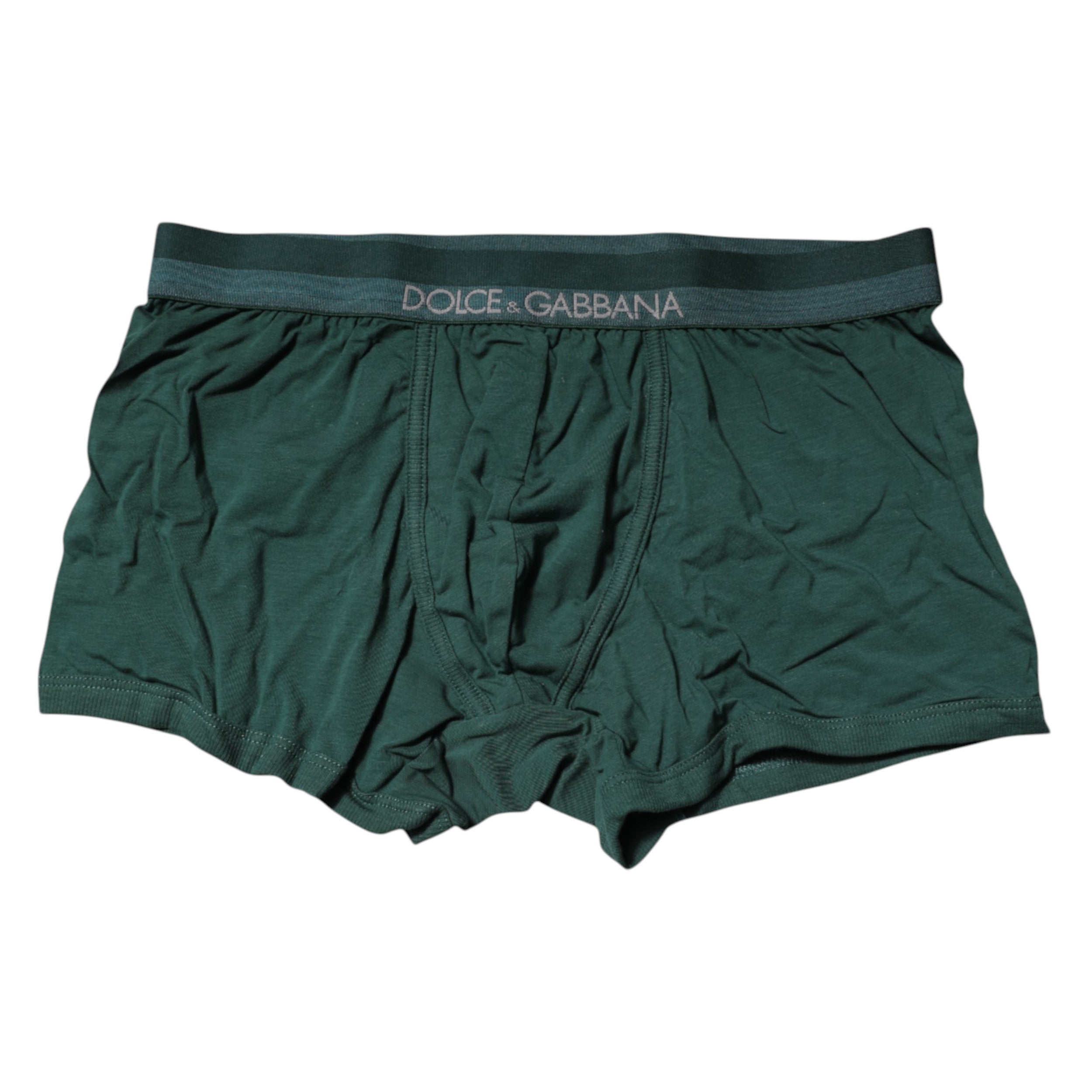 Green Cotton Regular Men Boxer Brief Underwear