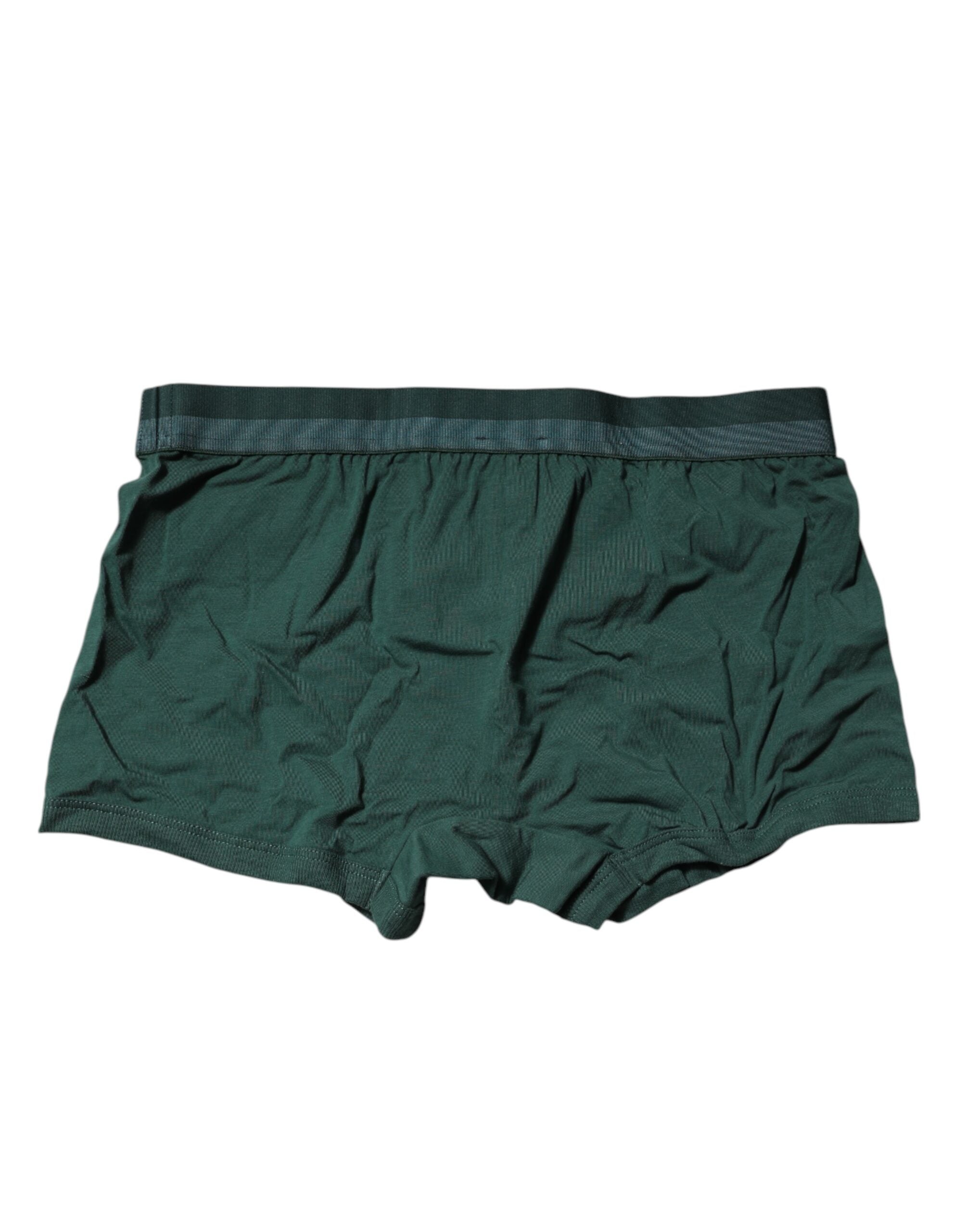 Green Cotton Regular Men Boxer Brief Underwear