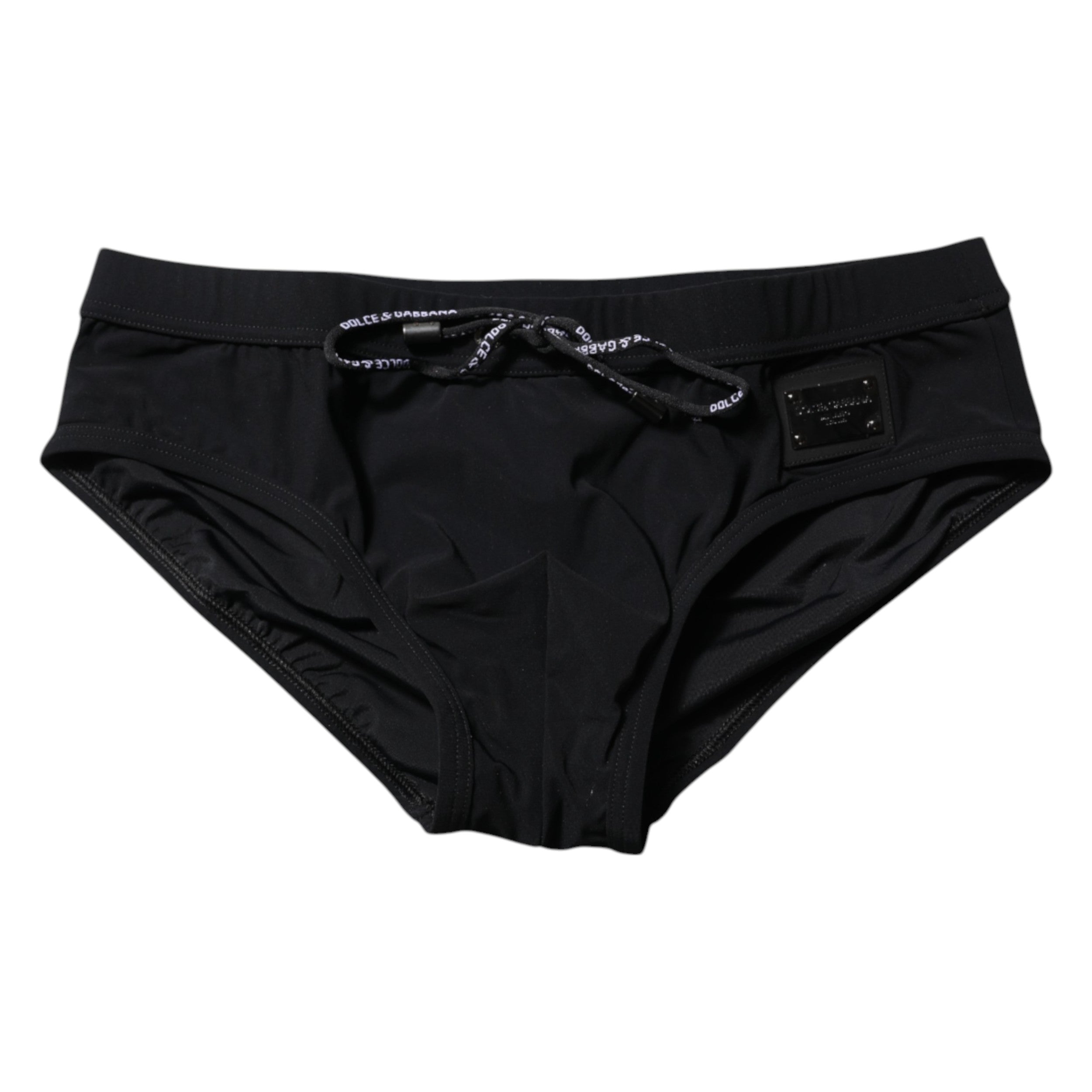 Black Logo Plaque Men Beachwear Brief Swimwear