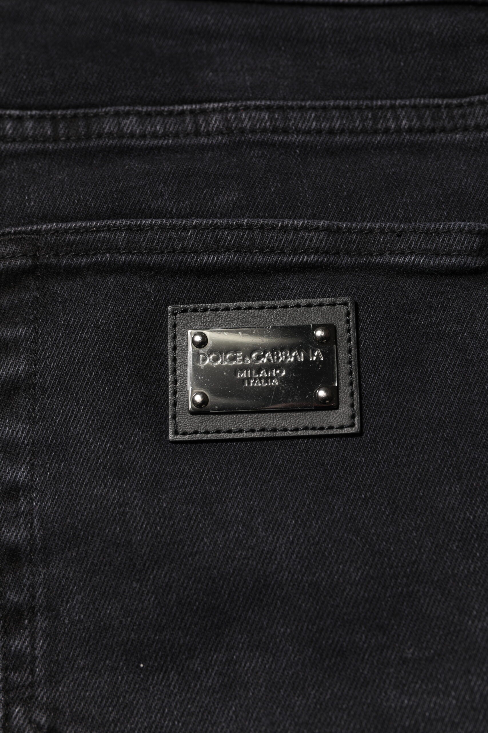 Black Cotton Logo Plaque Denim Jeans