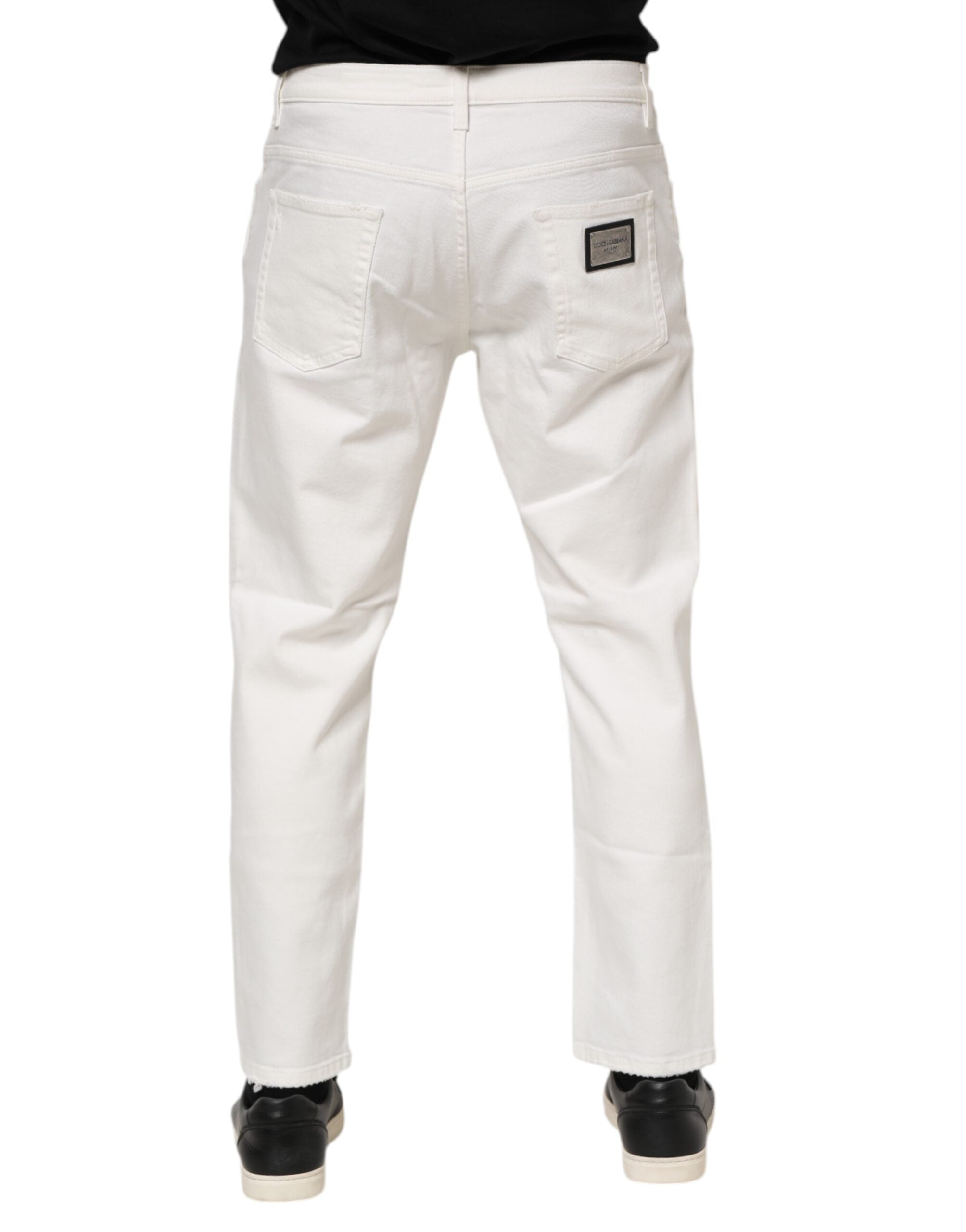 White Cotton Loose Men Denim Jeans