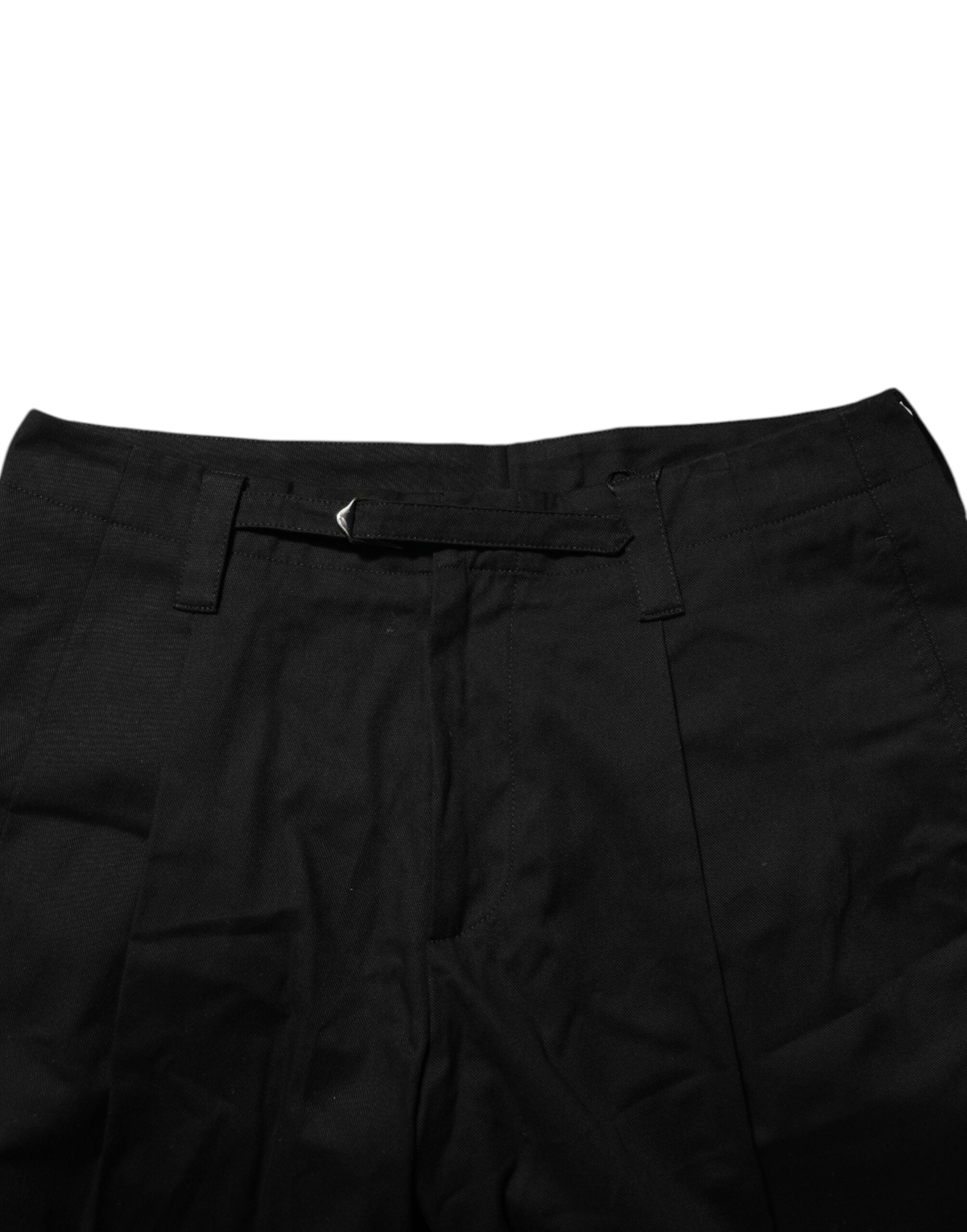 Black Cotton Knee Length Men Bermuda Shorts