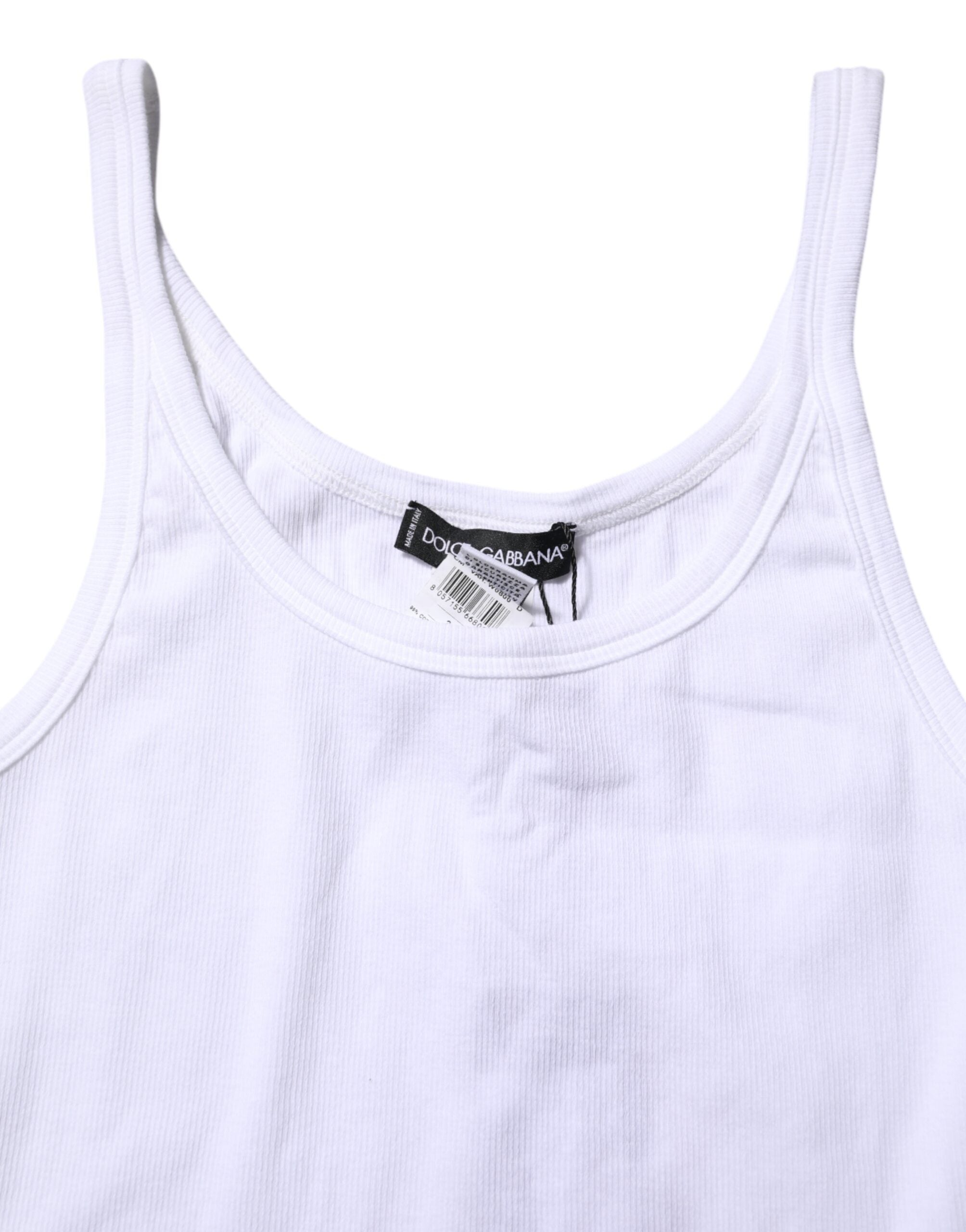 White Sleeveless Round Neck Men Tank T-shirt