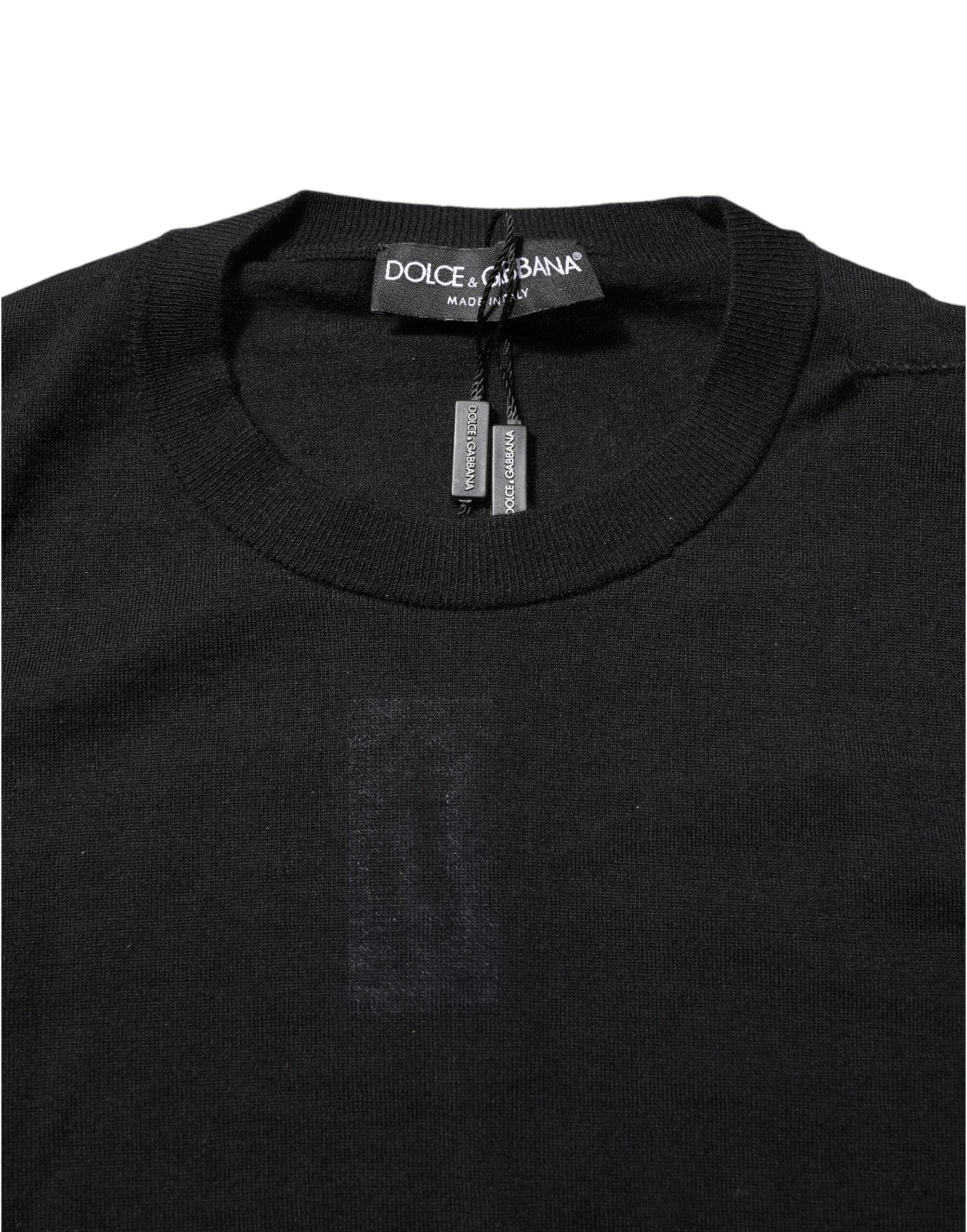 Black Cashmere Crew Neck Long Sleeves T-shirt