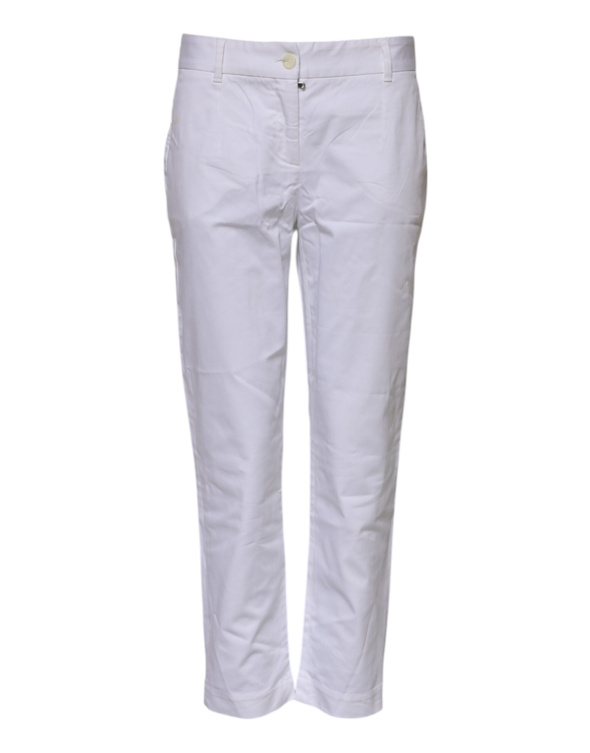 White Cotton Stretch Mid Waist Jeans